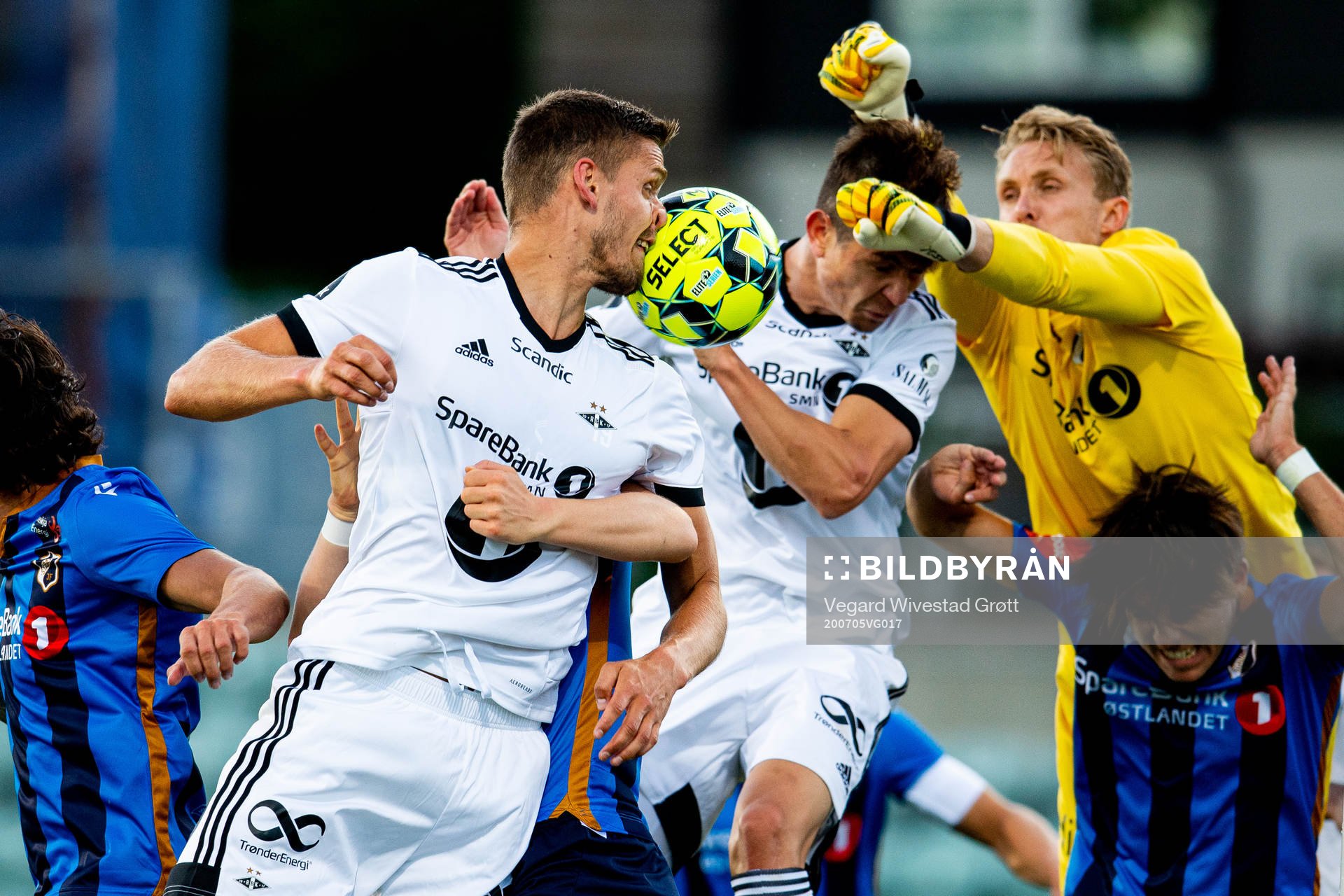 Gustav Valsvik of Rosenborg scores the 0-1 goal behind