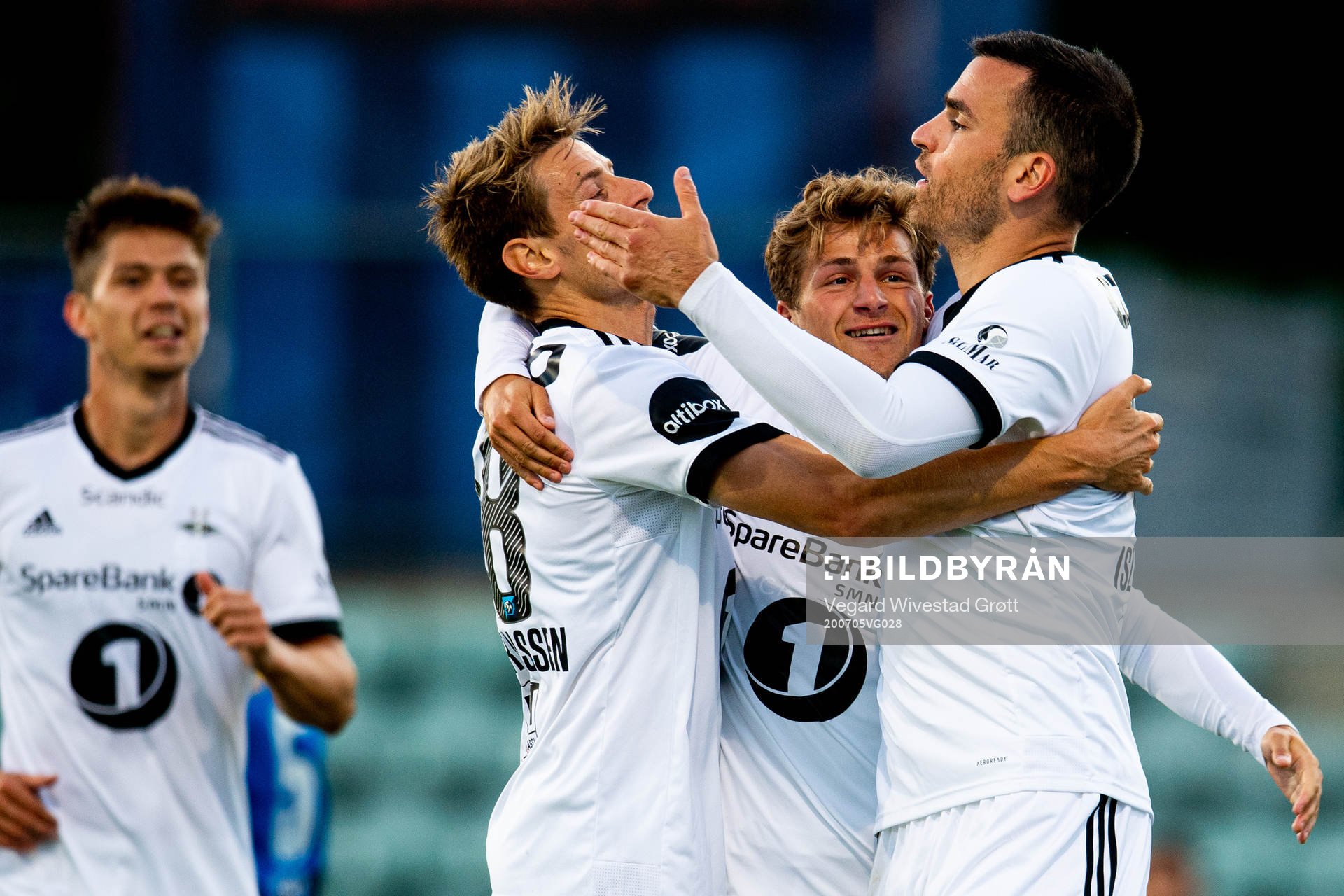 Dino Islamovic of Rosenborg celebrates with teammates