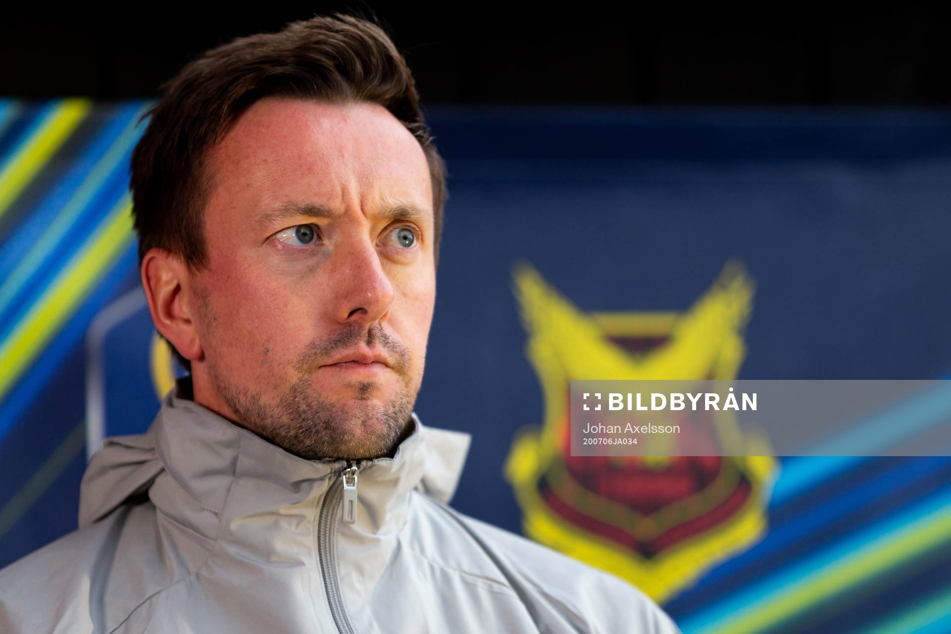 Östersunds tränare Ian Burchnall under presskonferensen efter fotbollsmatchen i Allsvenskan mellan Östersund och Mjällby den 6 juli 2020 i Östersund.