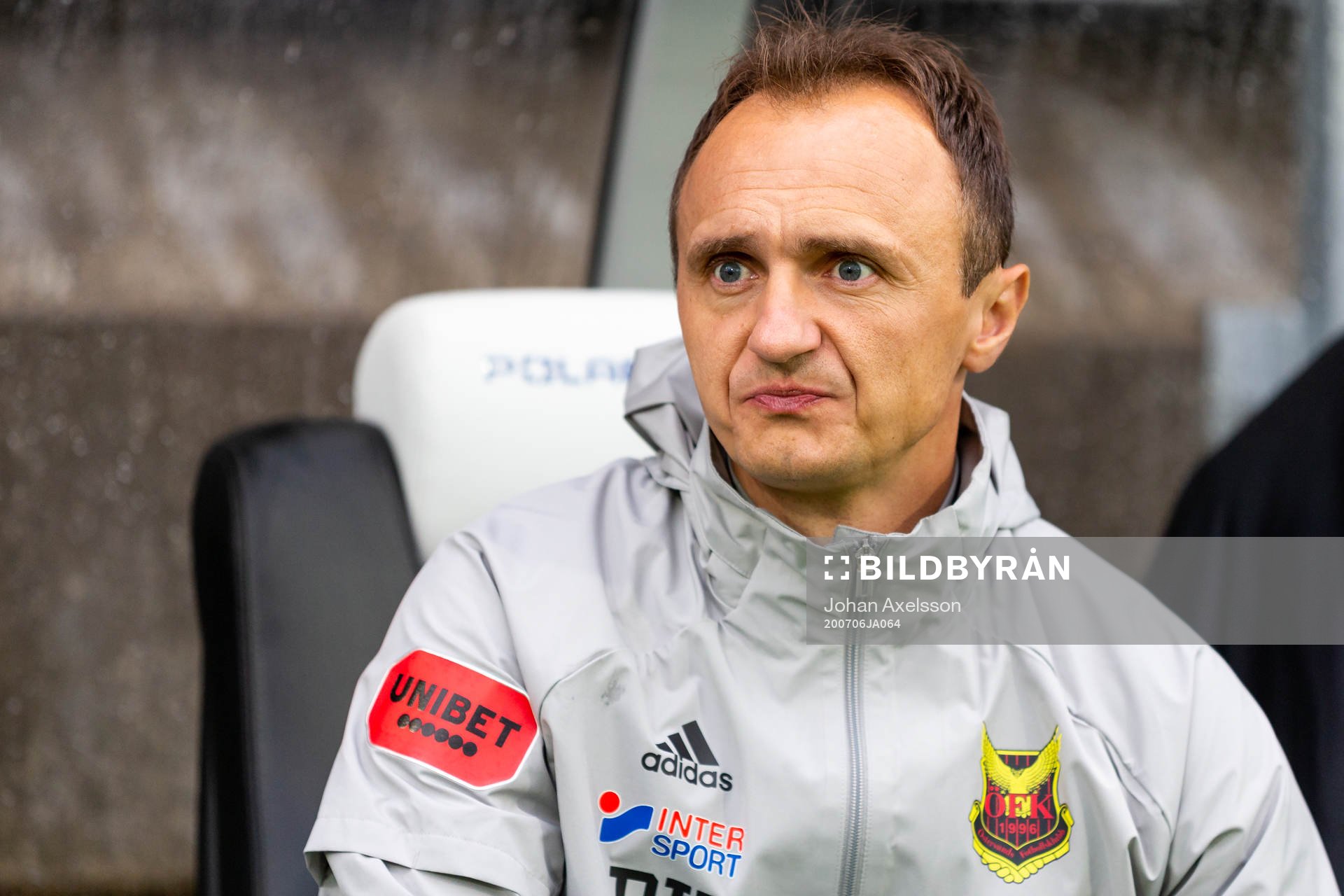 Östersunds assisterande tränare Pero Kapcevic under fotbollsmatchen i Allsvenskan mellan Östersund och Mjällby den 6 juli 2020 i Östersund.