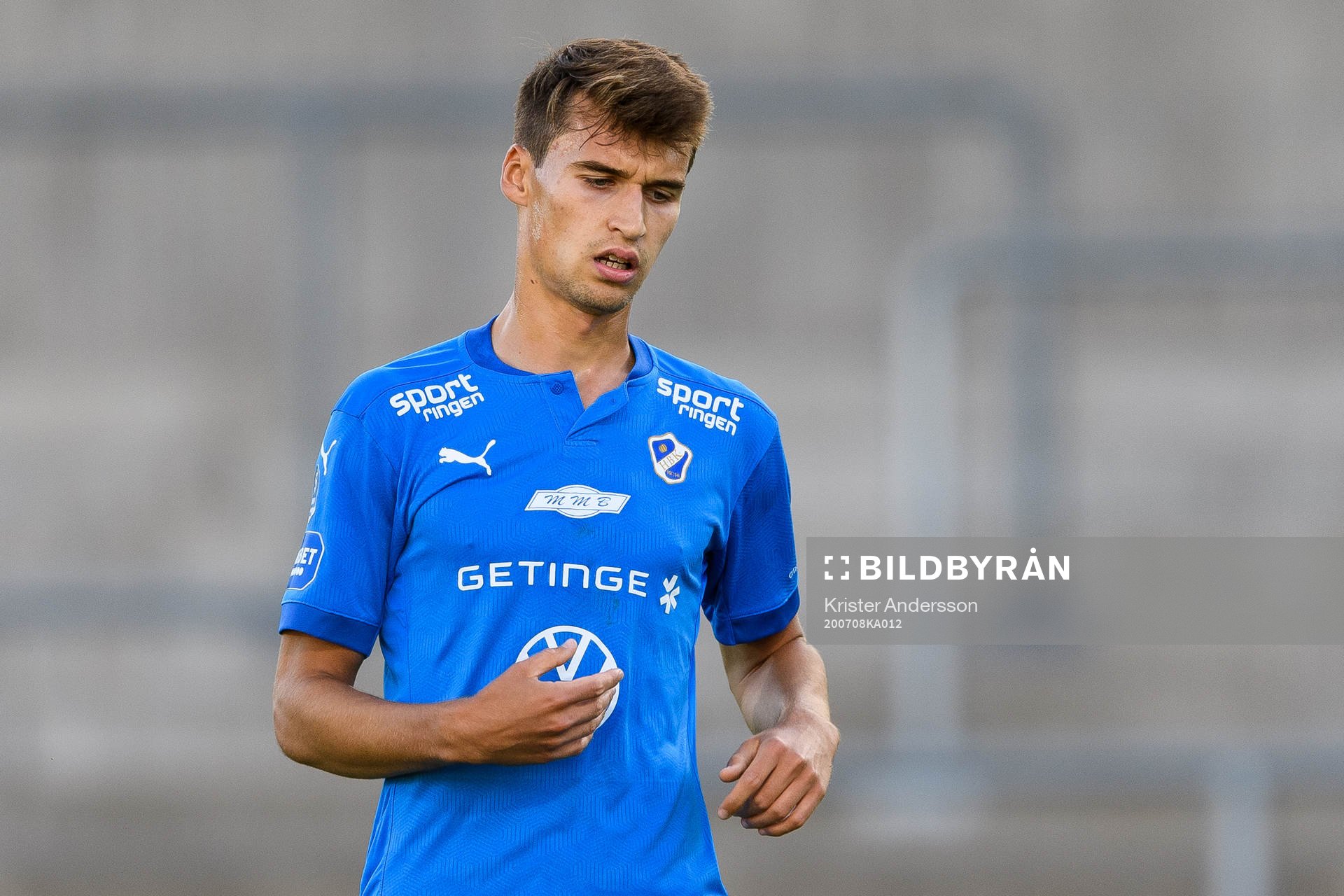 Halmstads Rasmus Wiedesheim-Paul jublar efter 1-0 under fotbollsmatchen i Superettan mellan Halmstad och Norrby den 8 juli 2020 i Halmstad.