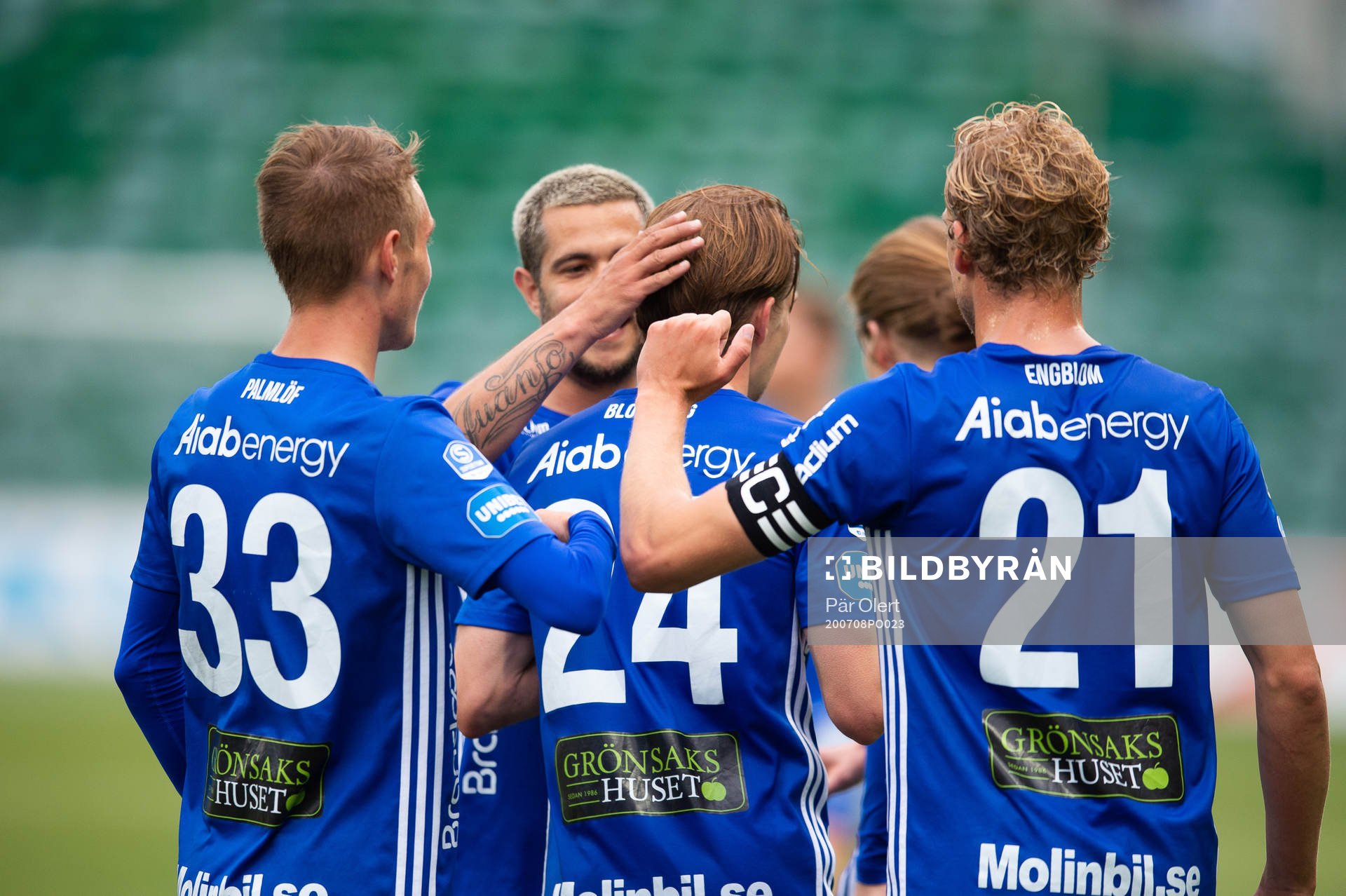 Sundsvalls och Johan Blomberg jublar efter 2-1 under fotbollsmatchen i Superettan mellan GIF Sundsvall och Västerås SK den 8 juli 2020 i Sundsvall.
