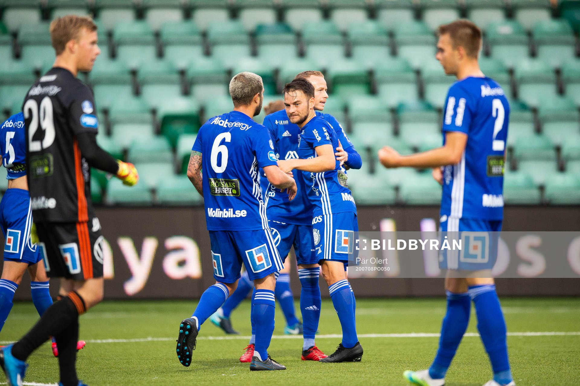 Sundsvalls Pontus Silfwer jublar efter fotbollsmatchen i Superettan  mellan GIF Sundsvall och Västerås SK den 8 juli 2020 i Sundsvall.