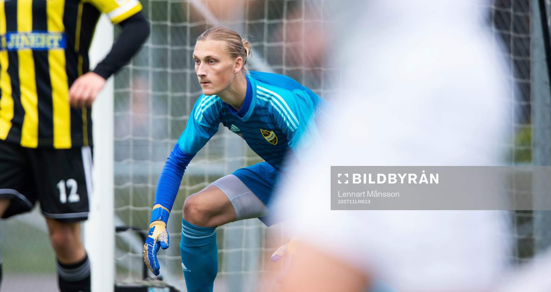  IFK Hässleholms målvakt Carl Lundahl Persson i träningsmatchen mellan IFK Hässleholm och Hittarp i Hässleholm den 11 juli 2020.