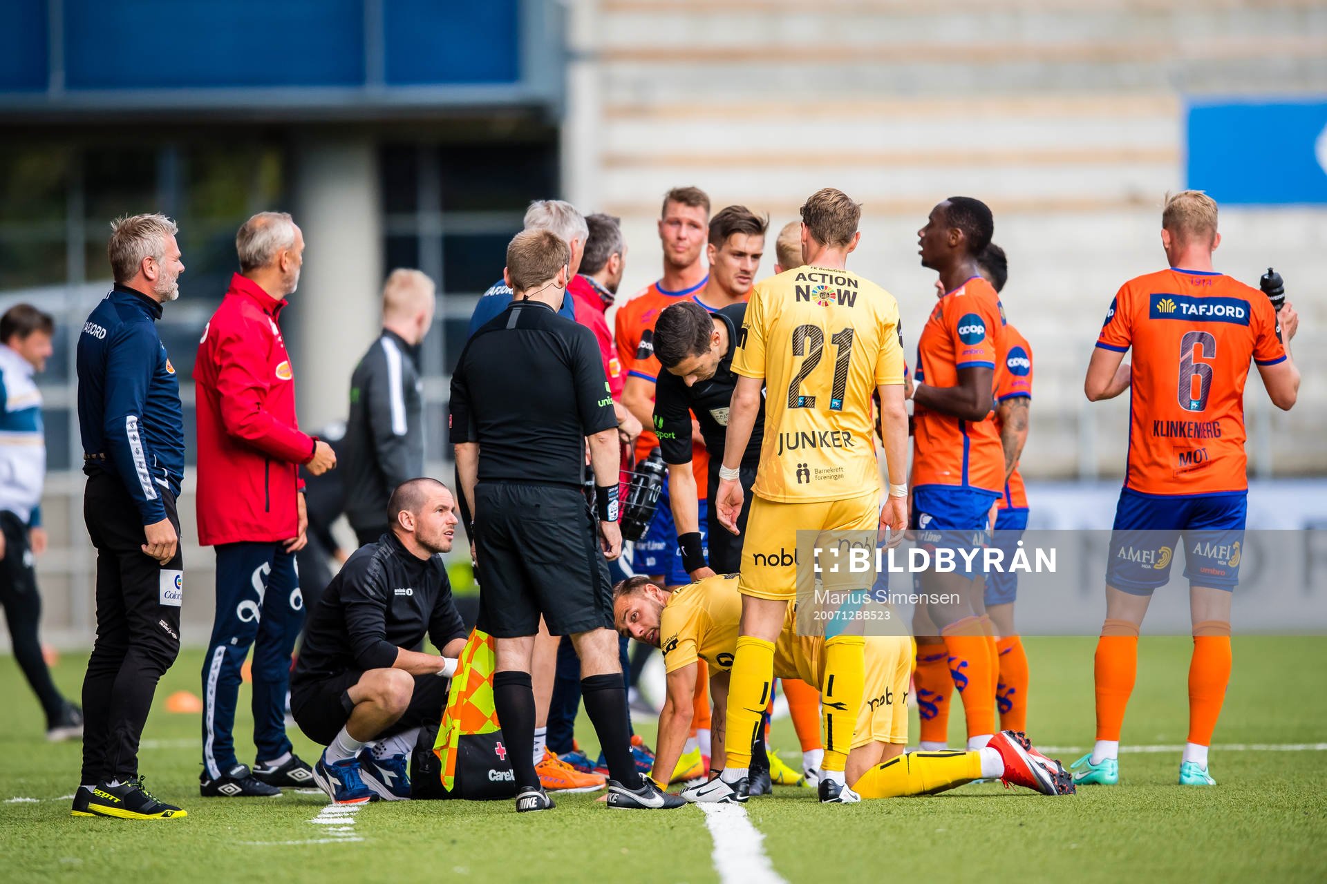 Philip Aksel Frigast Zinckernagel of Bodø/Glimt in pain