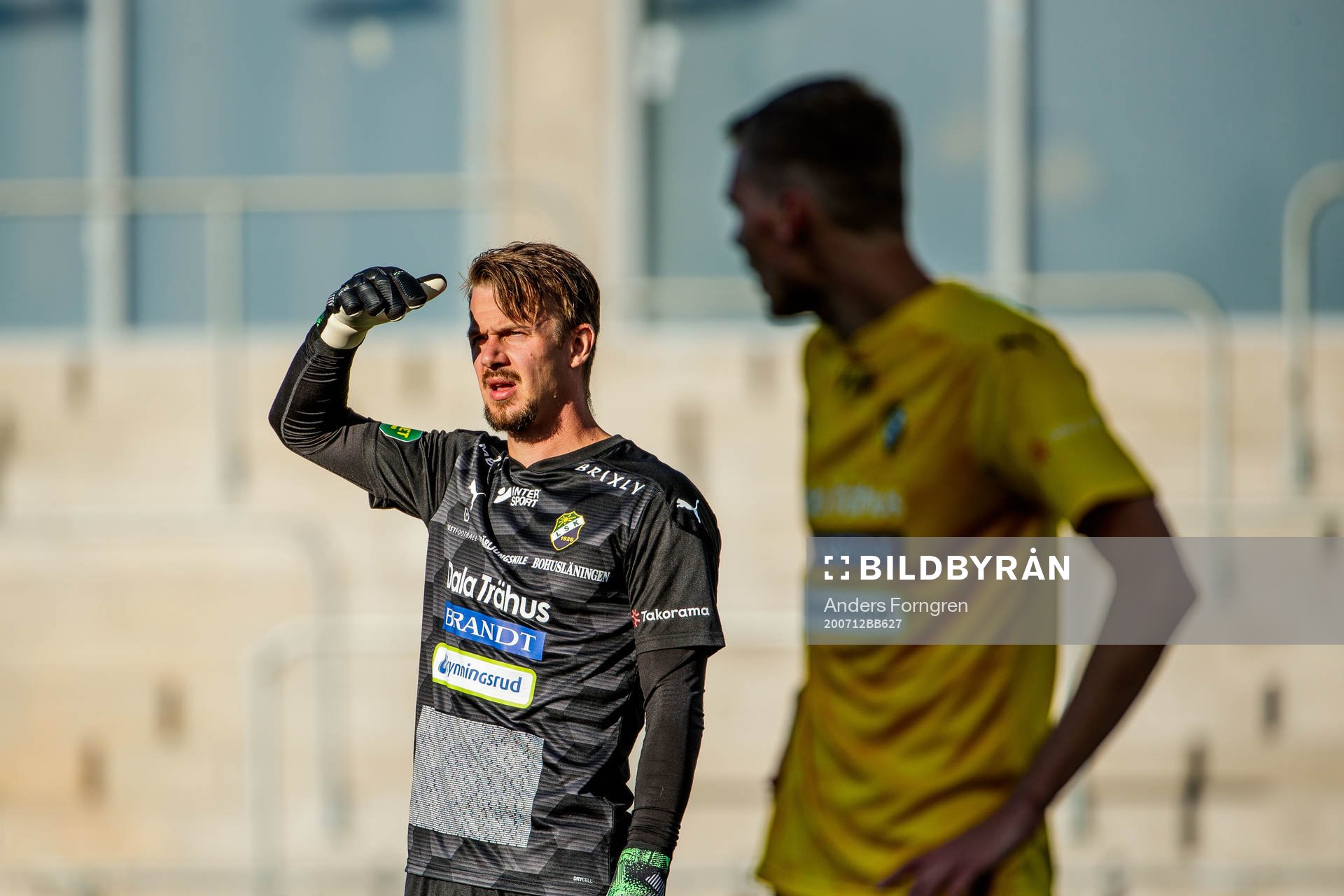 Ljungskiles målvakt Erik Dahlin under fotbollsmatchen i Superettan  mellan Västerås SK och Ljungskile den 12 juli 2020 i Västerås.