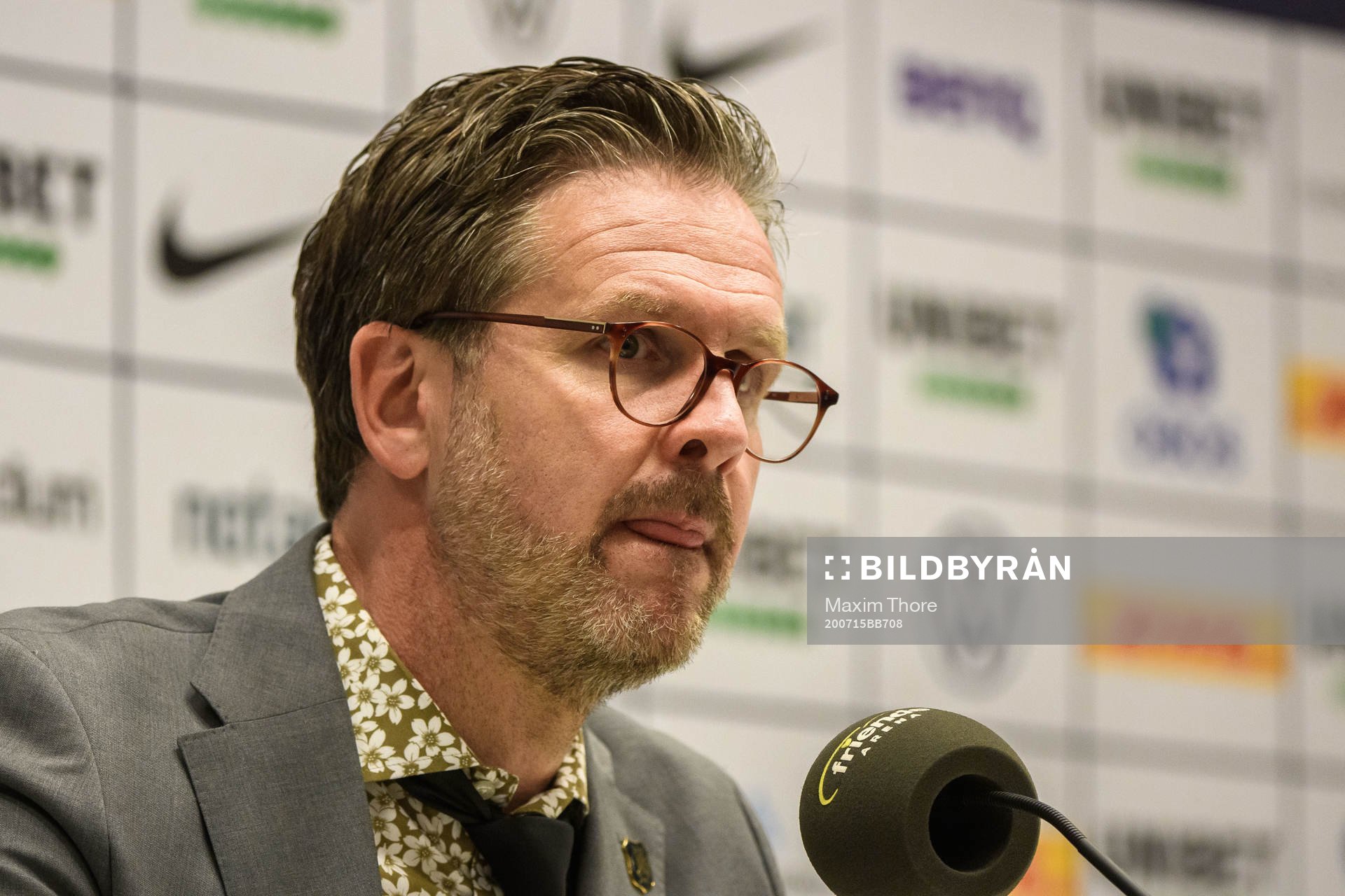 AIK:s tränare Rikard Norling under en presskonferens efter fotbollsmatchen i Allsvenskan mellan AIK och Sirius den 15 juli 2020 i Stockholm.