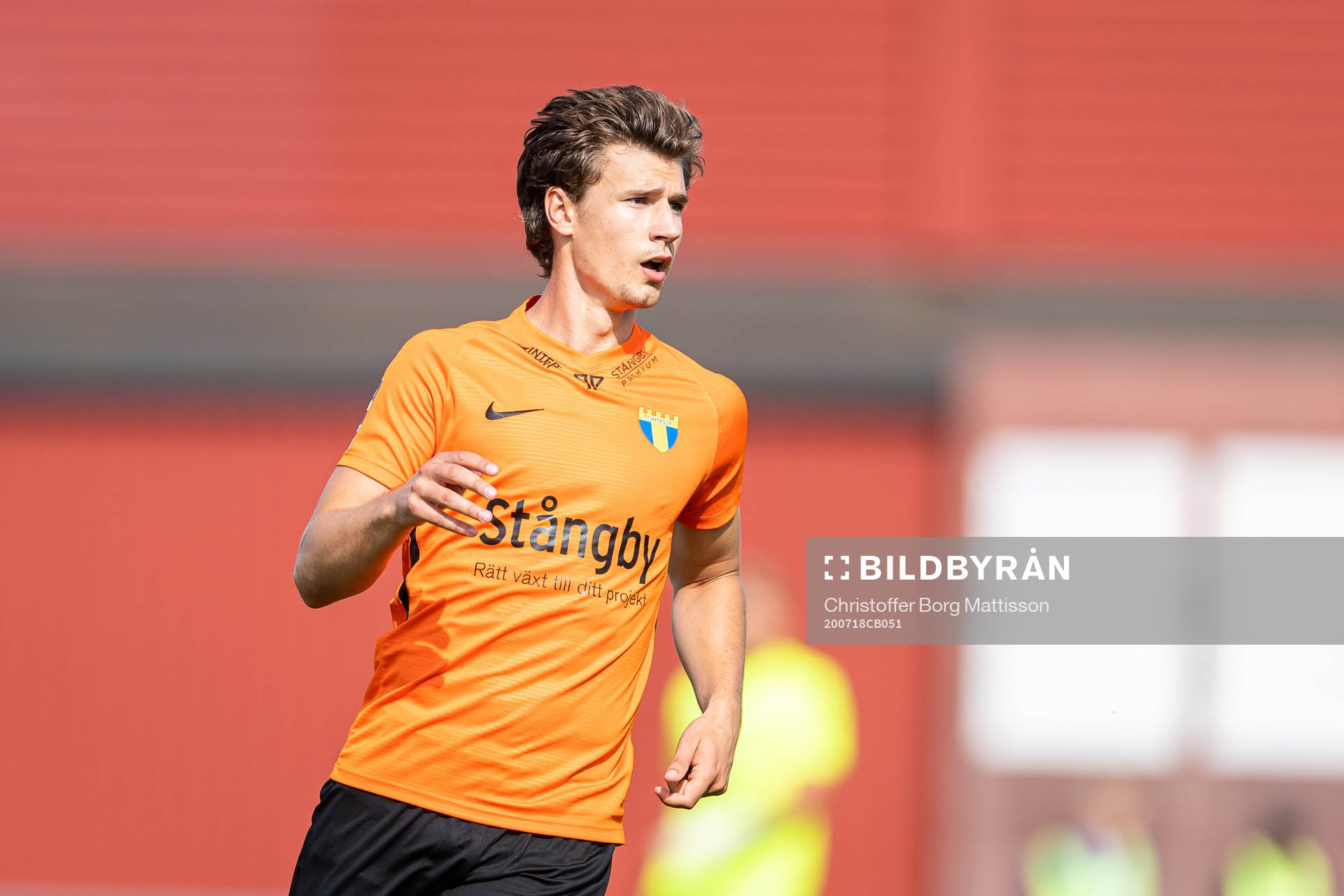 Torns Victor Sköld under fotbollsmatchen i Division 1 södra mellan Torn och Landskrona den 18 juli 2020 i Stångby.
