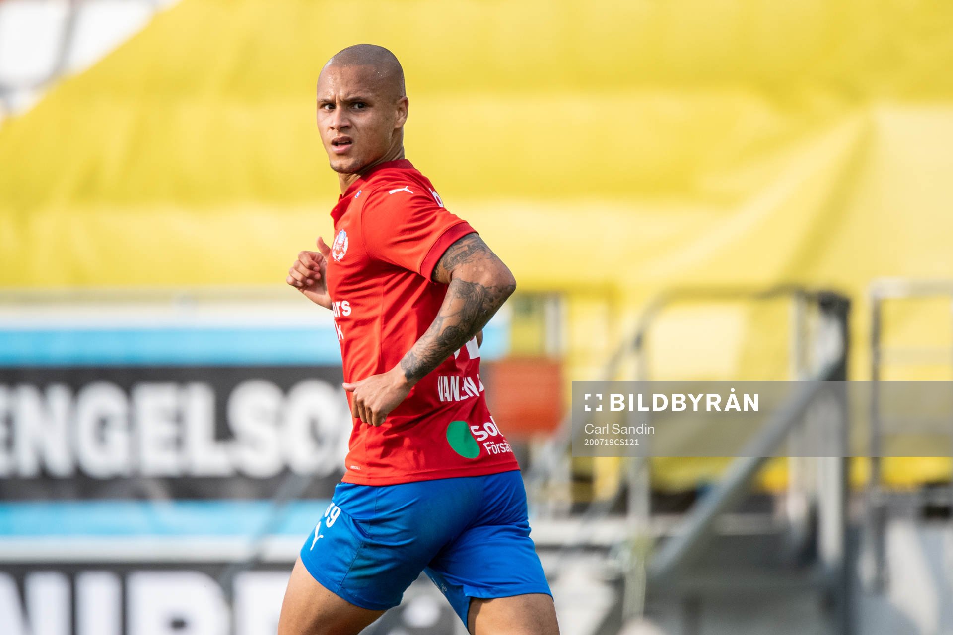 Helsingborgs Anthony van den Hurk efter 2-1 under fotbollsmatchen i Allsvenskan mellan Falkenberg och Helsingborg den 19 juli 2020 i Falkenberg.