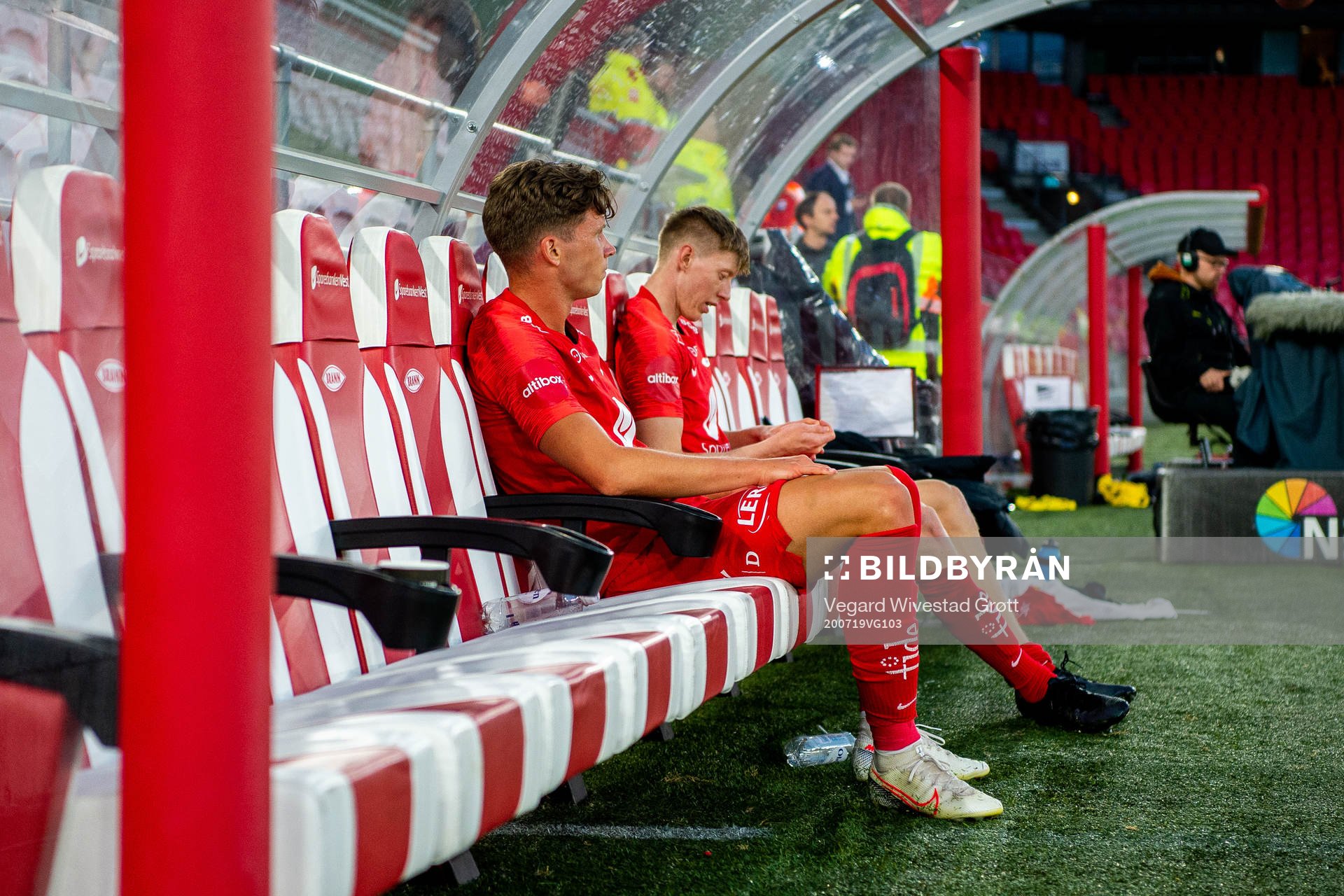 Erlend Hustad and Ole Martin Kolskogen of Brann look