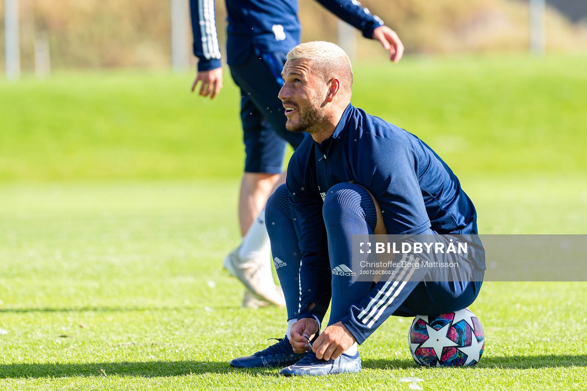Daniel Bennassar Nilsson under en fotbollsträning med Ängelholms FF den 20 juli 2020 i Ängelholm.