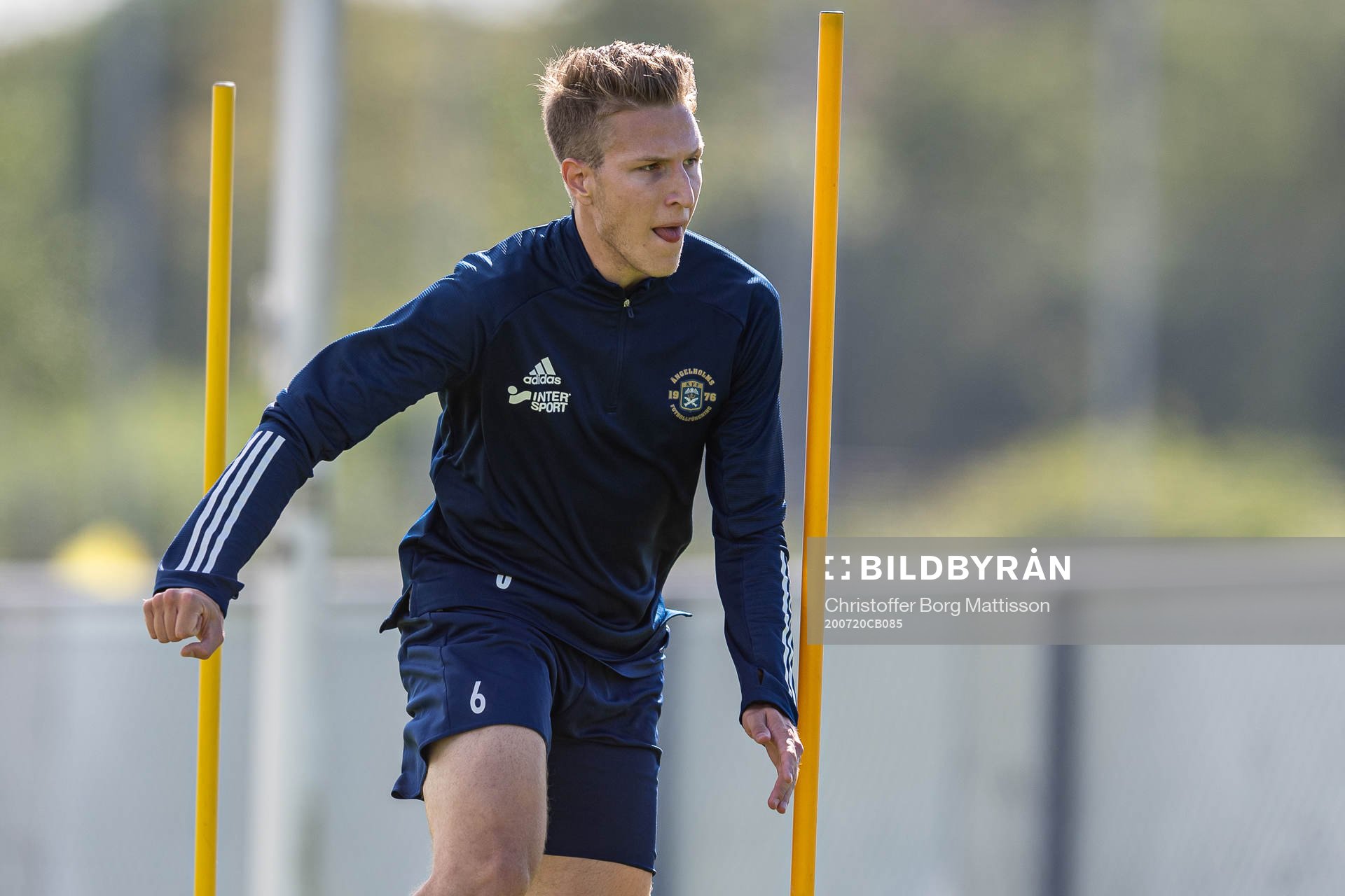 Stephan Olsson under en fotbollsträning med Ängelholms FF den 20 juli 2020 i Ängelholm.