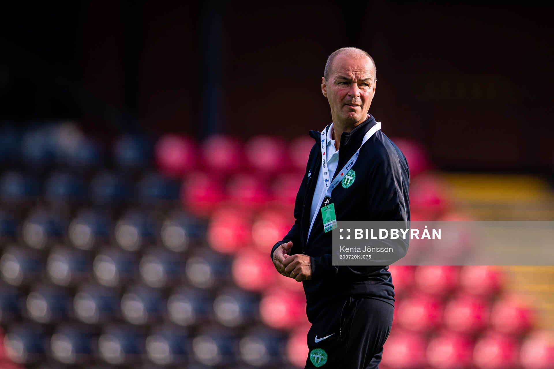Västerås individuella tränare Leif Berg inför fotbollsmatchen i Superettan mellan Akropolis och Västerås SK den 20 juli 2020 i Stockholm.