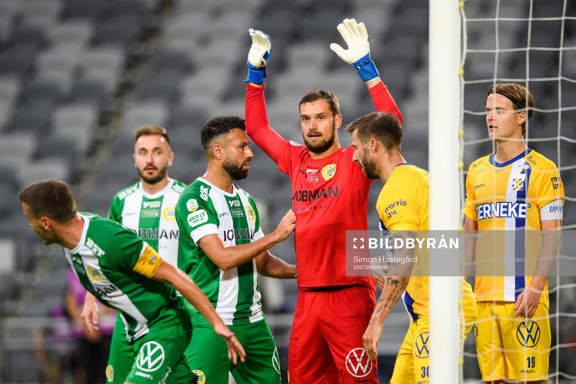 Hammarbys målvakt Davor Blazevic under fotbollsmatchen i Allsvenskan mellan Hammarby och IFK Göteborg den 20 juli 2020 i Stockholm.