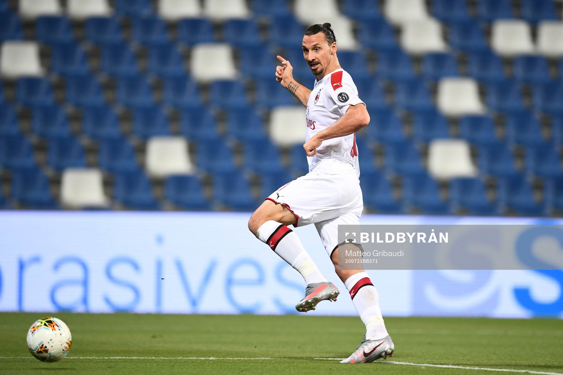 Zlatan Ibrahimovic of AC Milan scores the second goal