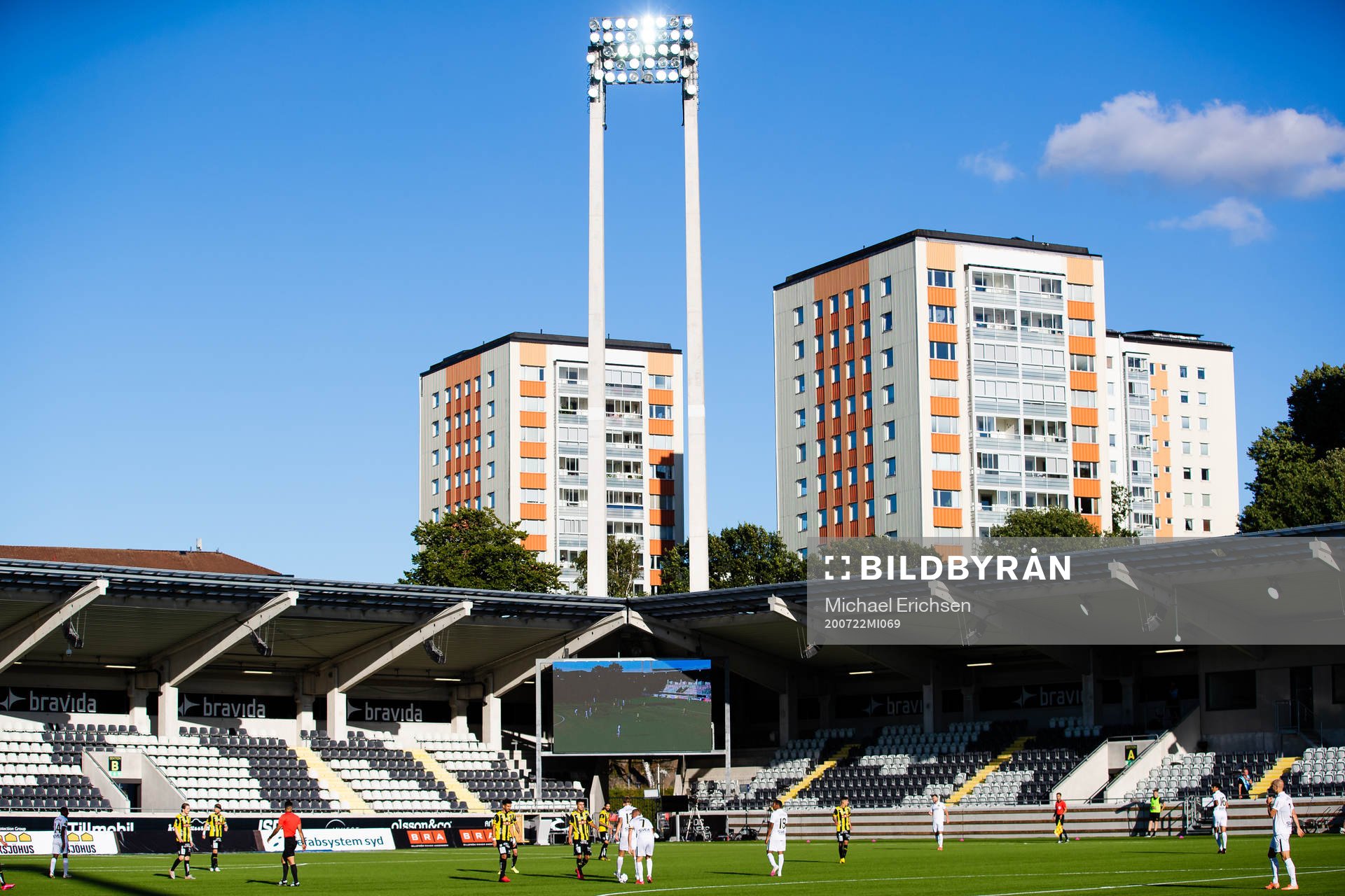 Bravida Arena med tomma läktare under fotbollsmatchen i Allsvenskan mellan Häcken och AIK den 22 juli 2020 i Göteborg.
