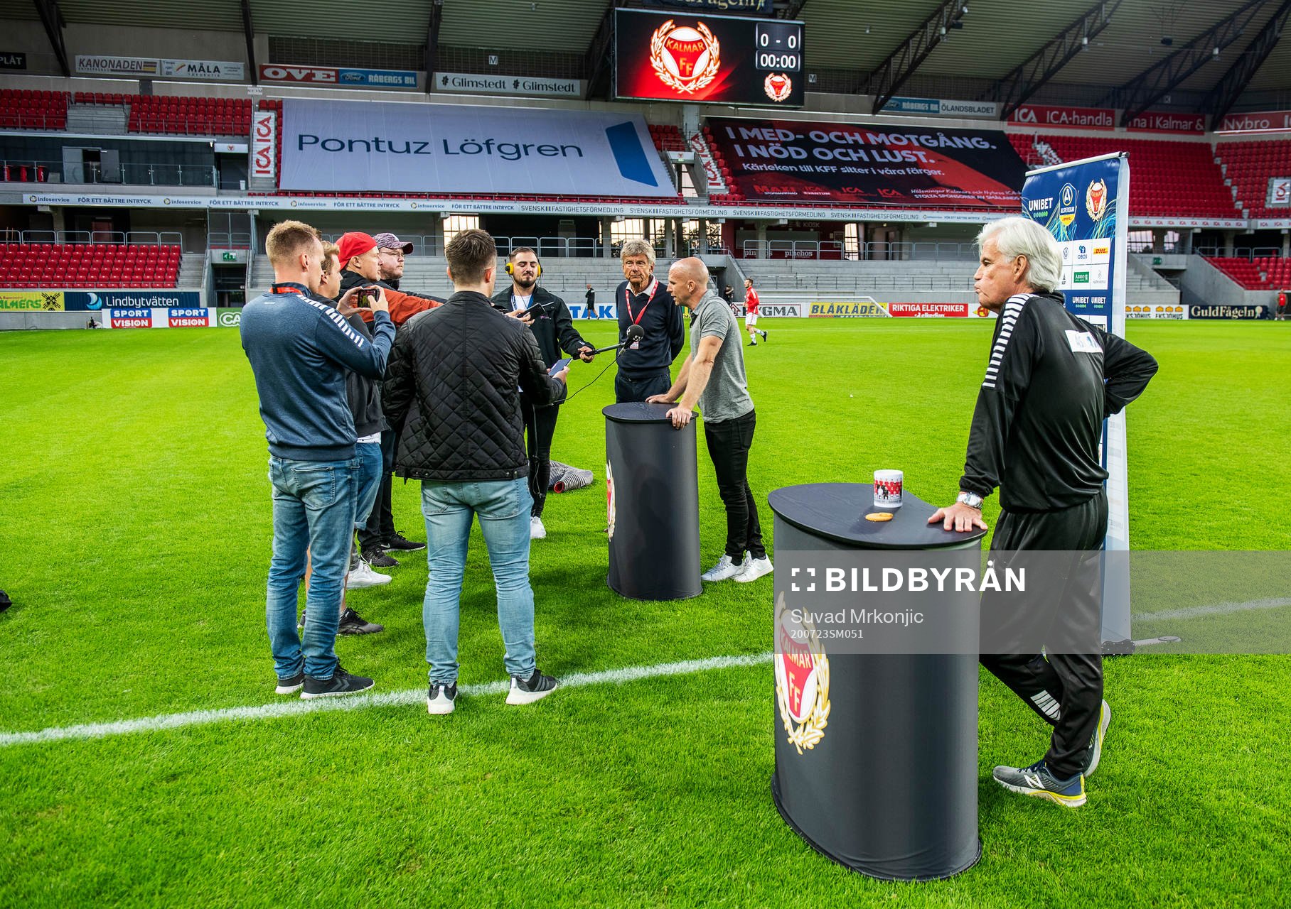 Kalmars tränare Nanne Bergstrand under presskonferensen efter fotbollsmatchen i Allsvenskan mellan Kalmar och Sirius den 23 juli 2020 i Kalmar.