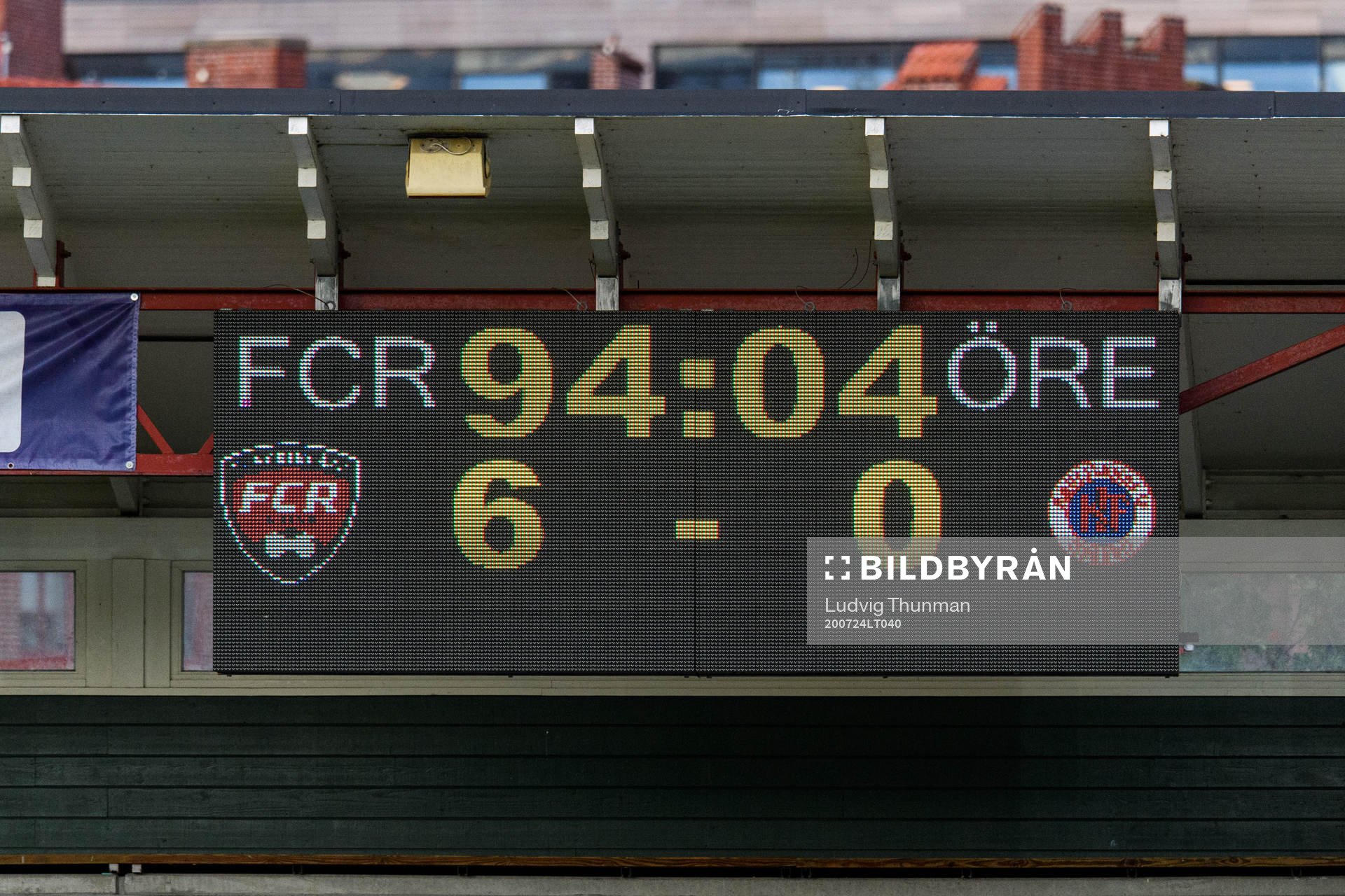 Matchklockan visar slutresultatet 6-0