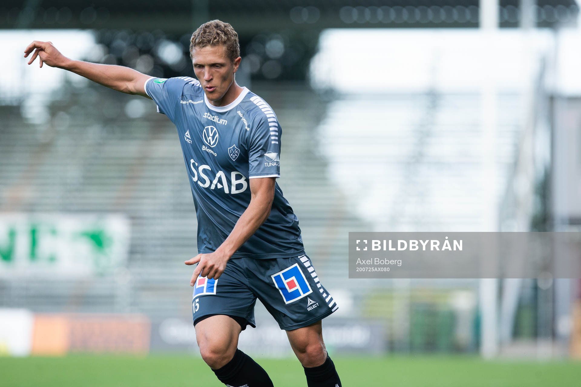 Brages Alexander Ekblad under fotbollsmatchen i Superettan mellan Jönköpings Södra och Brage den 25 juli 2020 i Jönköping.
