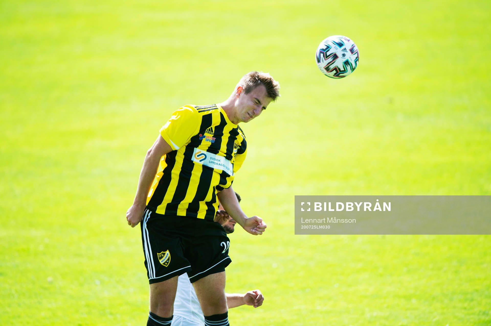IFK Hässleholms Isak Olsson i träningsmatchen mellan IFK Hässleholm och FC Rosengård i Hässleholm den 25 juli 2020.