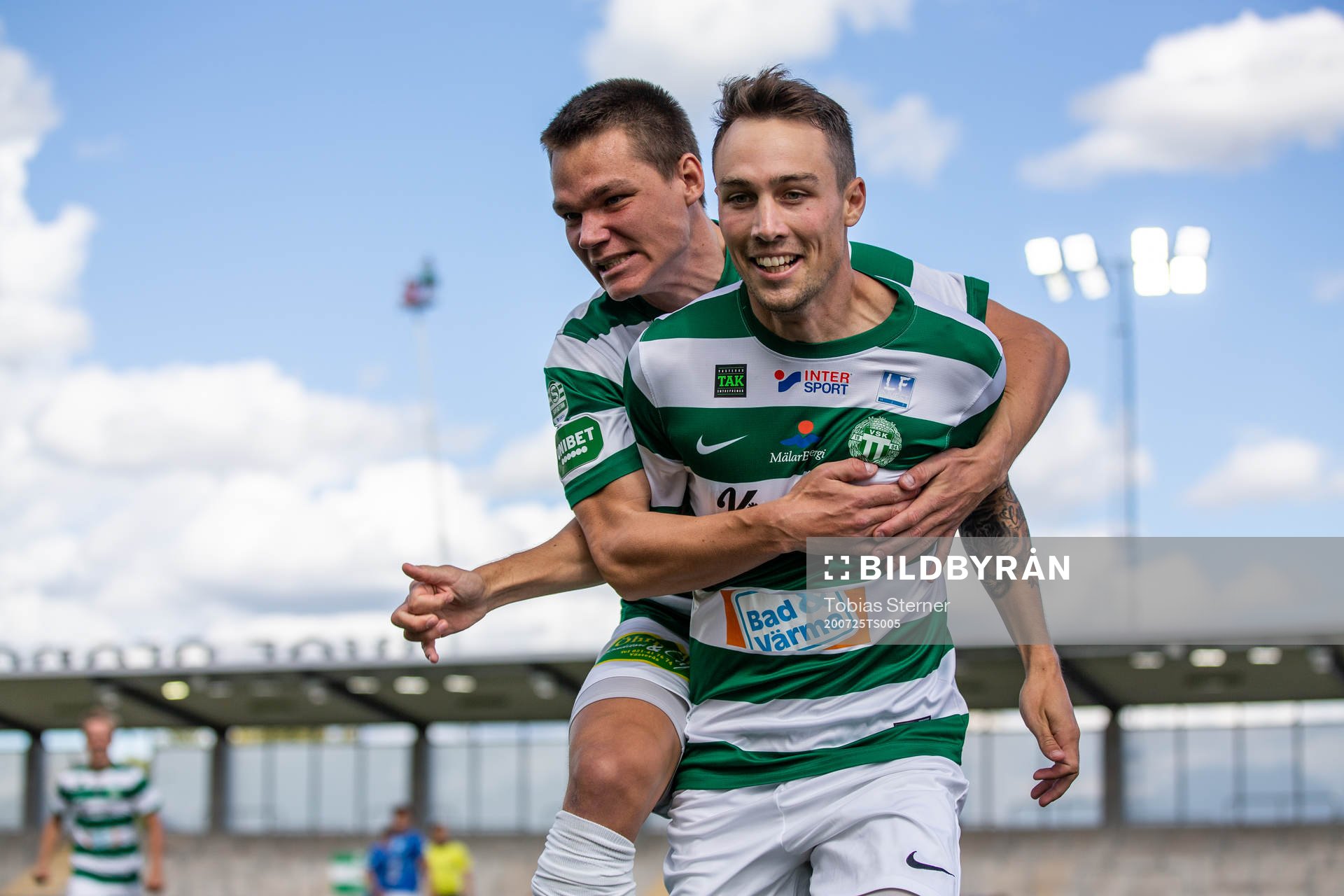 Västerås Filip Tronet jublar efter 1-0 under fotbollsmatchen i Superettan  mellan Västerås SK och Norrby den 25 juli 2020 i Västerås.