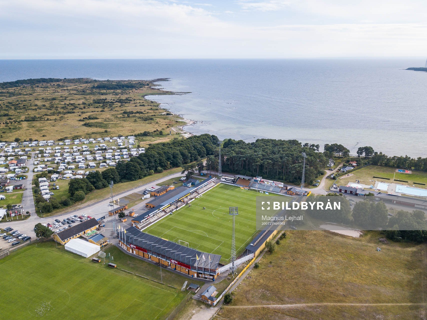 Flygfoto över Strandvallen