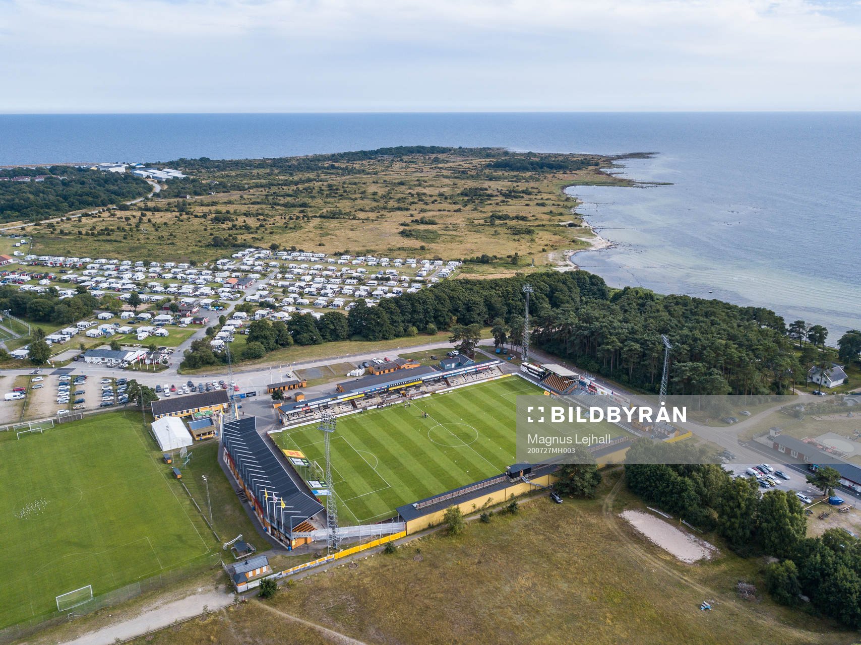 Flygfoto över Strandvallen