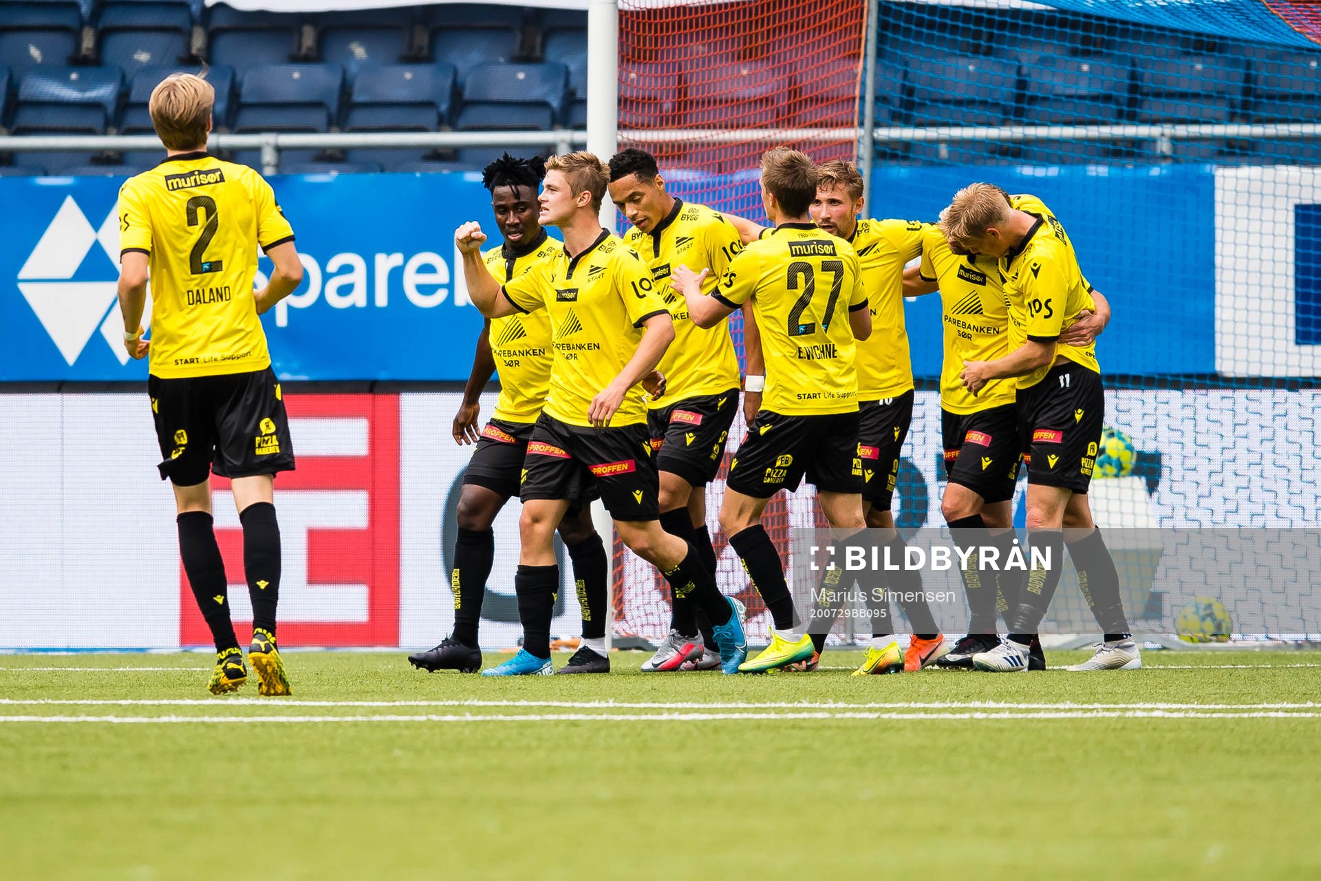 Mathias Idsøe Bringaker of Start celebrates