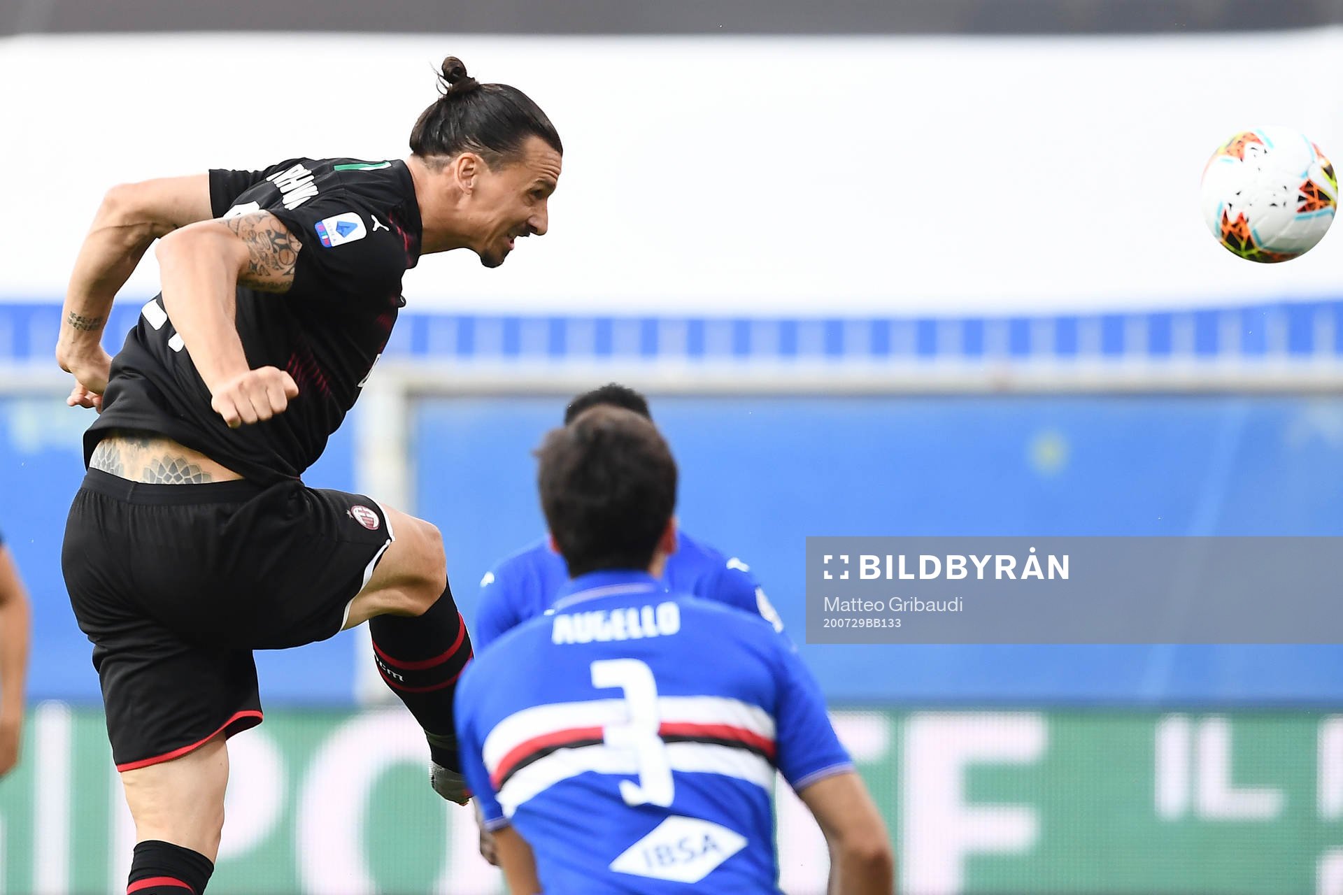 Zlatan Ibrahimovic of AC Milan scores the first goal