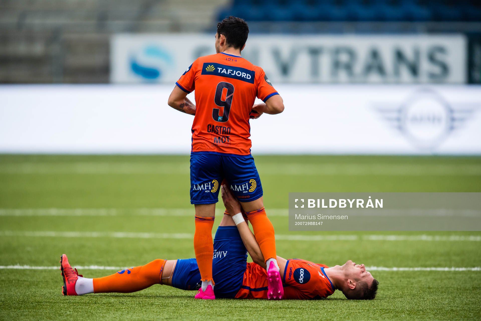 Holmbert Aron Briem Fridjonsson of Aalesund in pain