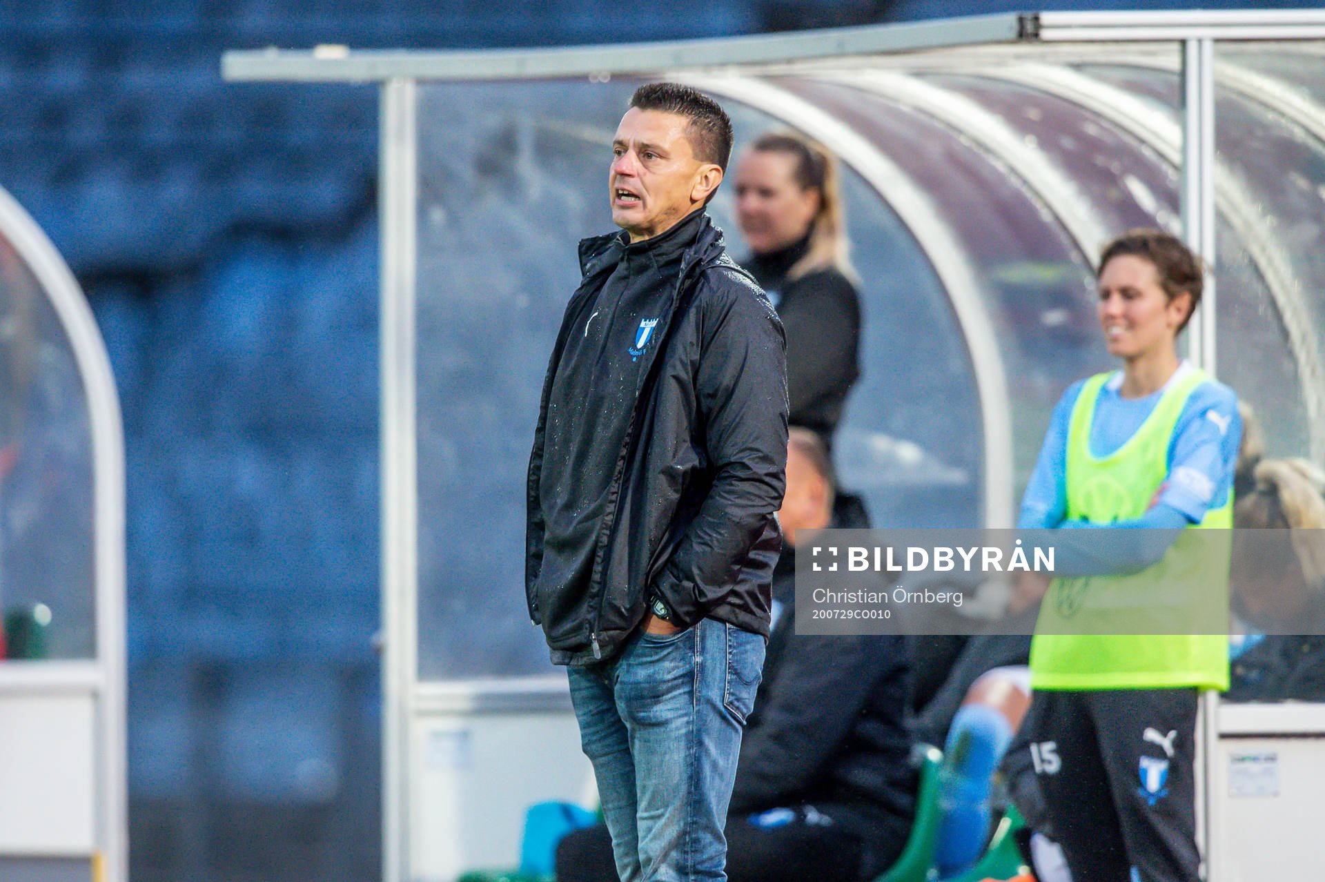 Malmö FFs tränare Fredrik Jahnfors under träningsmatchen mellan Malmö FF och Trelleborg den 29 juli 2020 i Malmö.