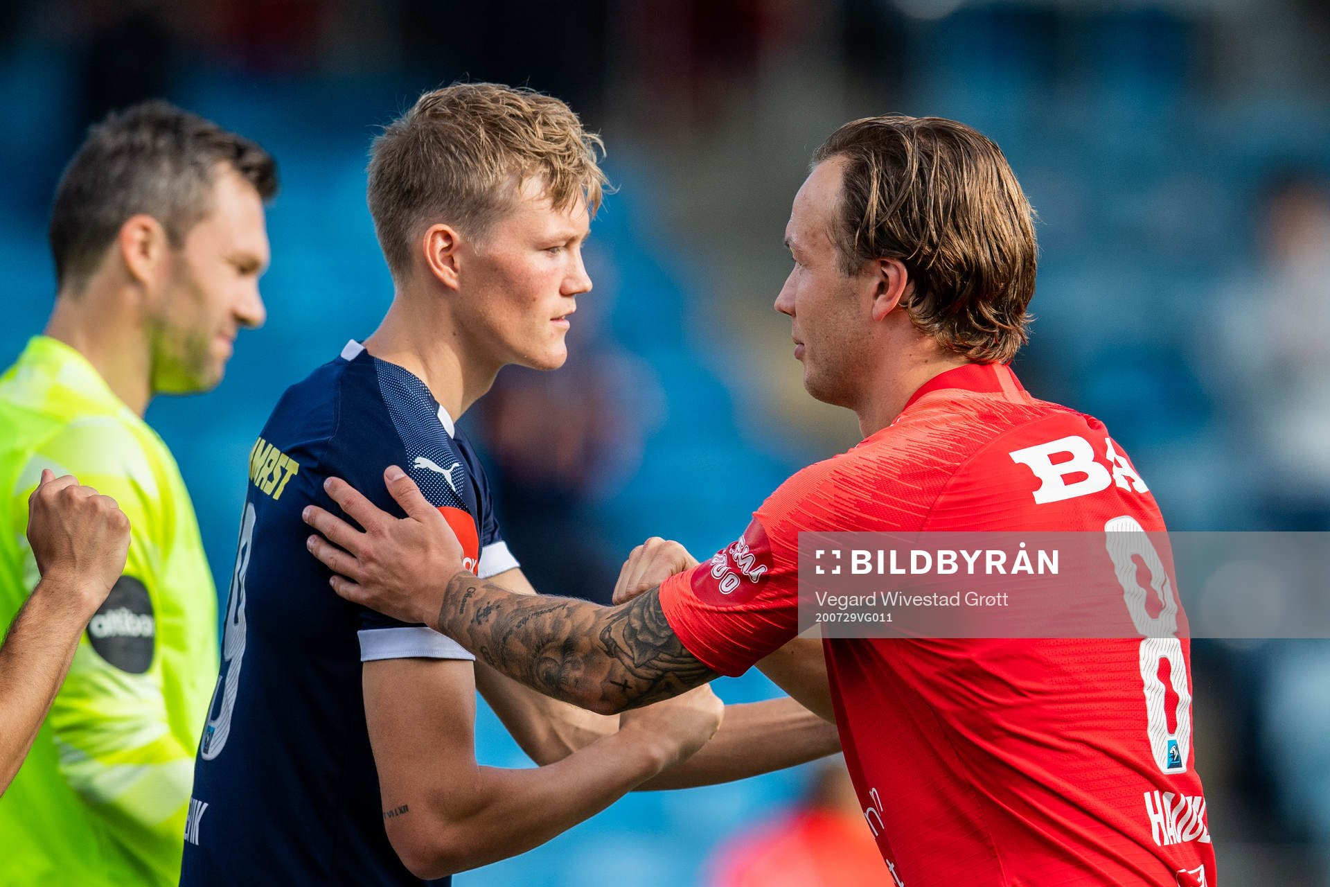 Halldor Stenevik of Strømsgodset and Fredrik Haugen of