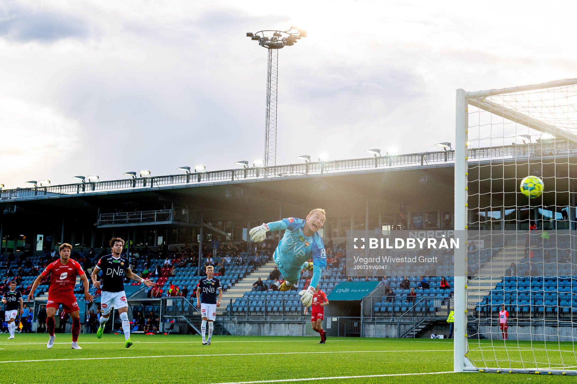 Goalkeeper Viljar Myhra of Strømsgodset looks