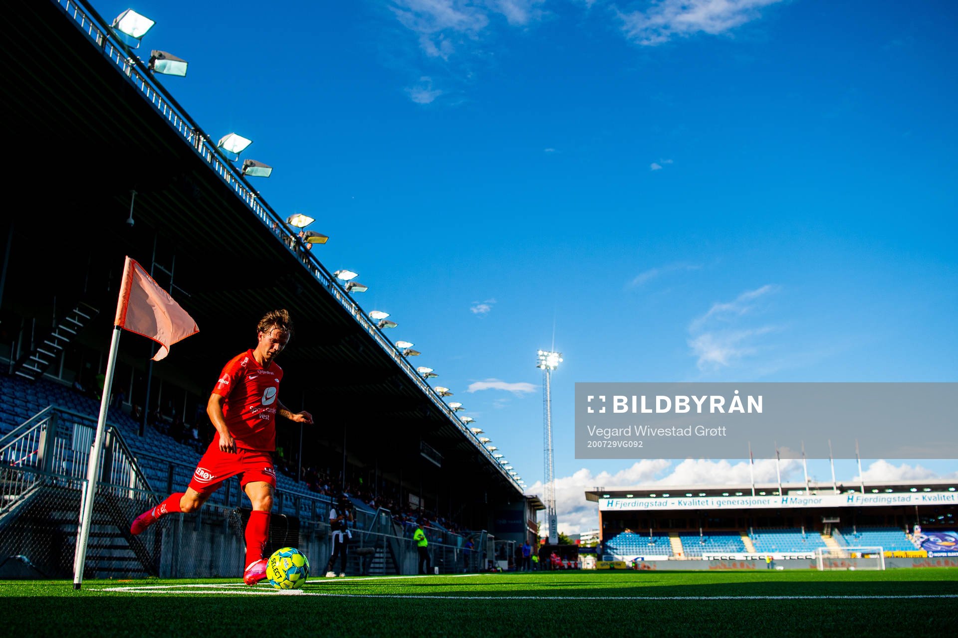Fredrik Haugen of Brann takes a corner kick