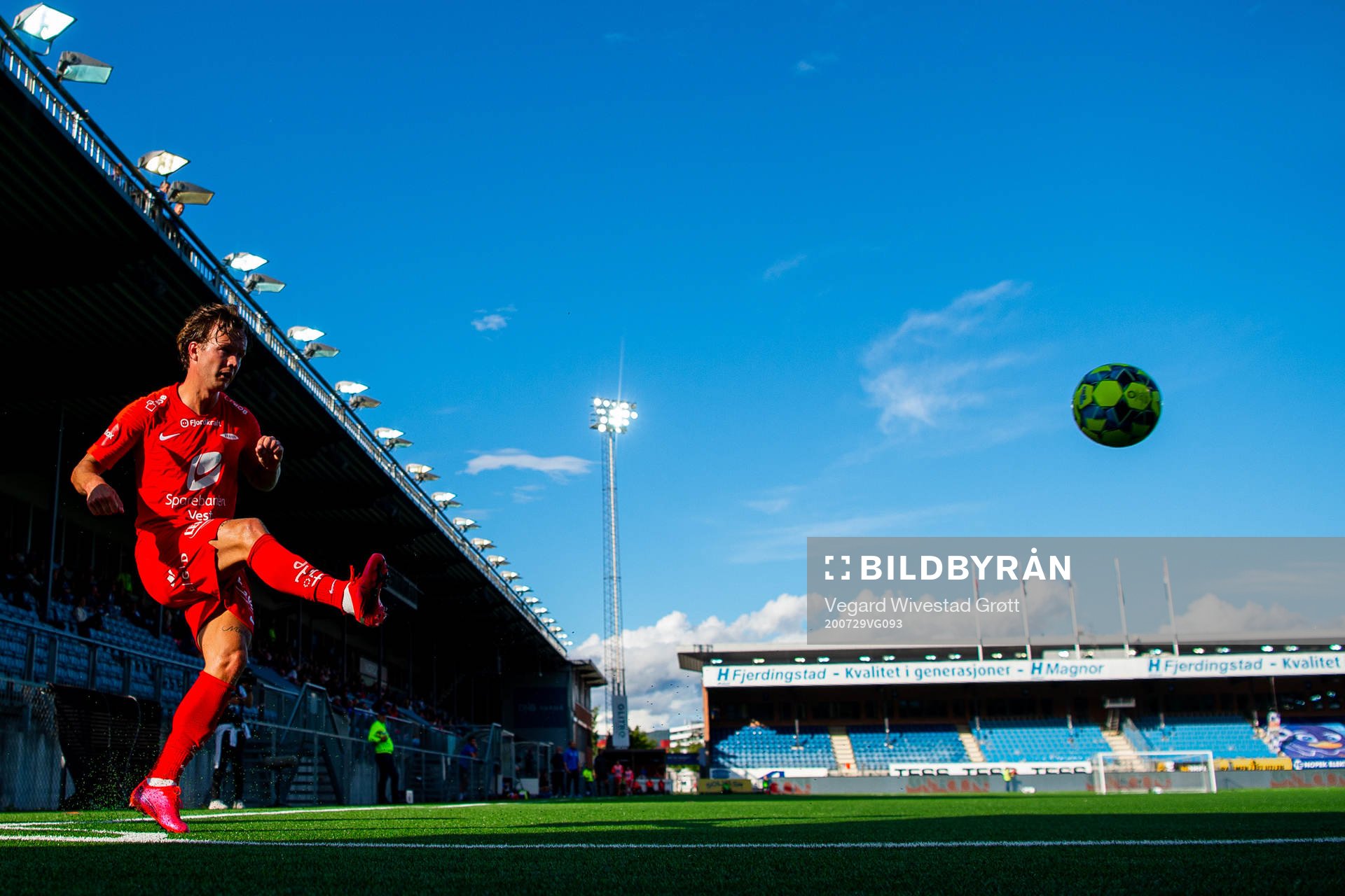Fredrik Haugen of Brann takes a corner kick