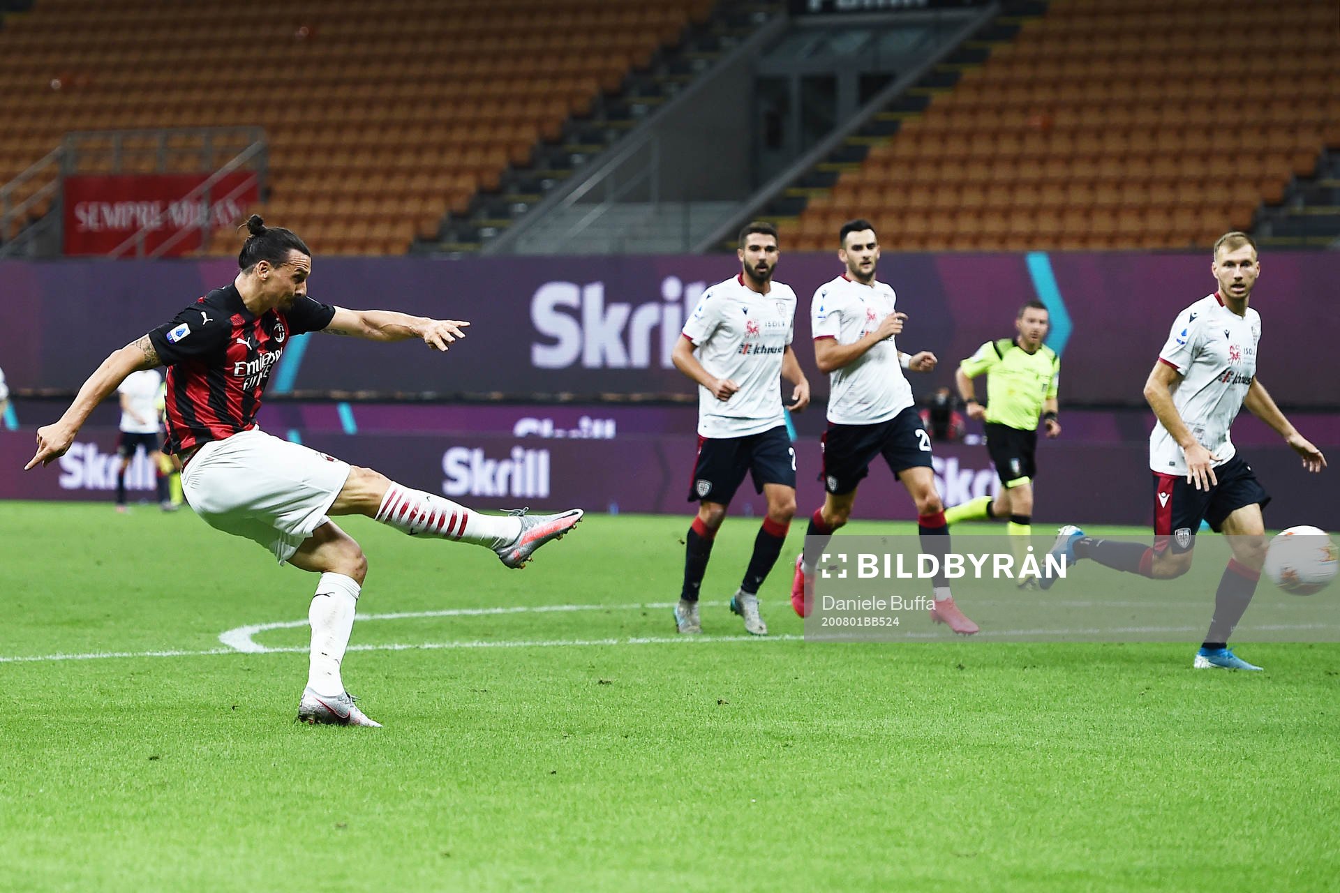 Zlatan Ibrahimovic of Milan scores the 2-0 goal