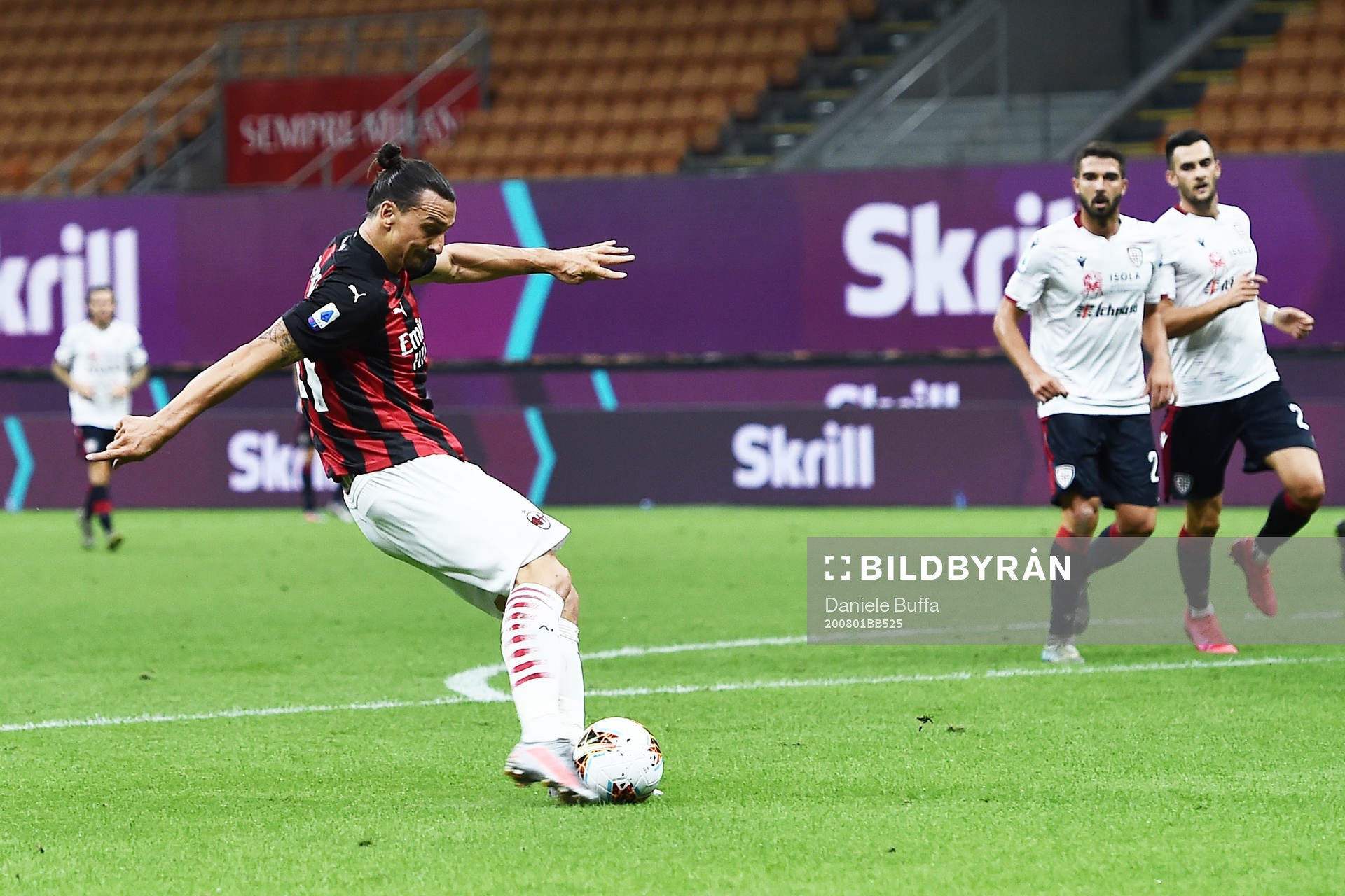 Zlatan Ibrahimovic of Milan scores the 2-0 goal