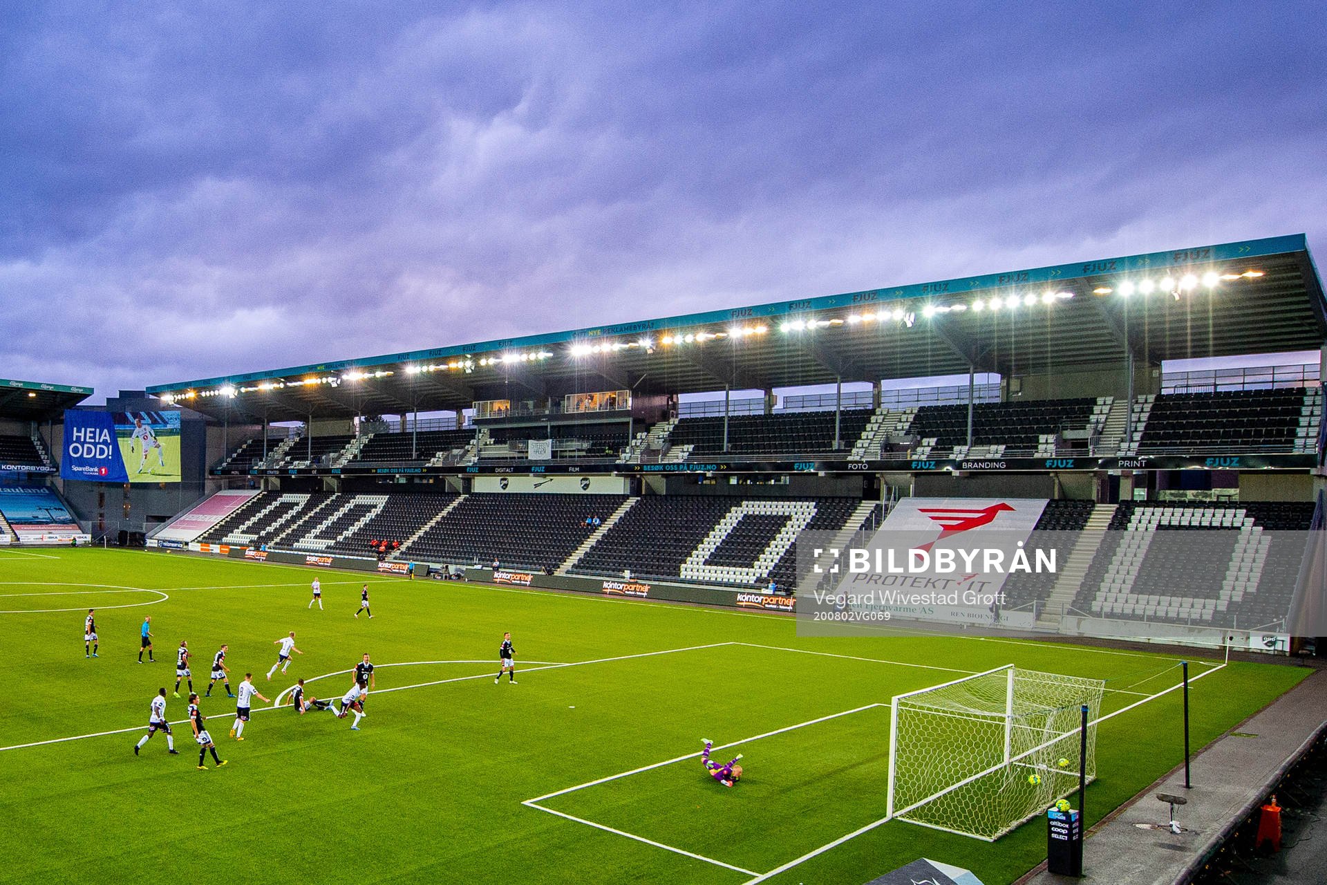 Kasper Lunding Jakobsen of Odd scores the 1-0 goal behind