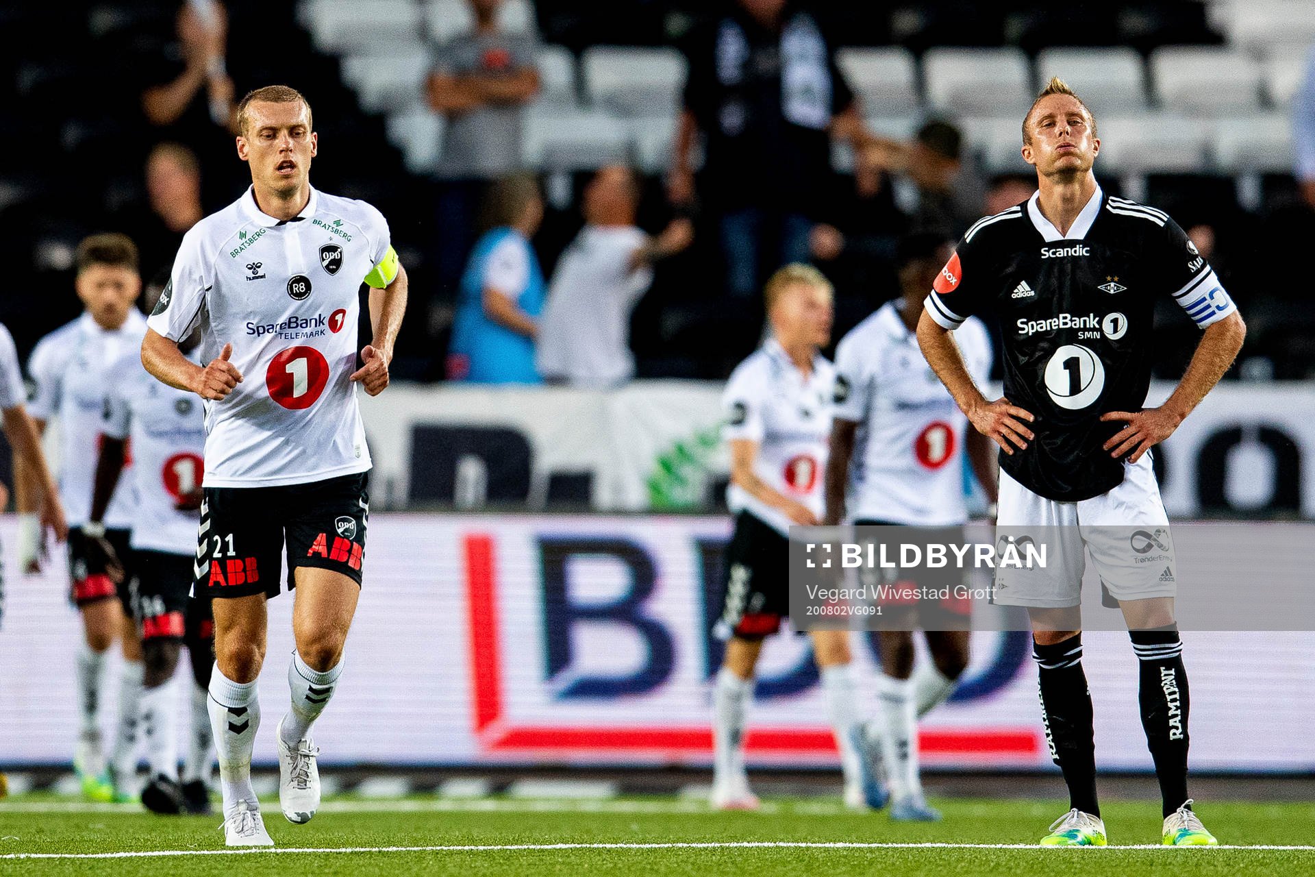 Steffen Hagen of Odd and Per Ciljan Skjelbred of Rosenborg