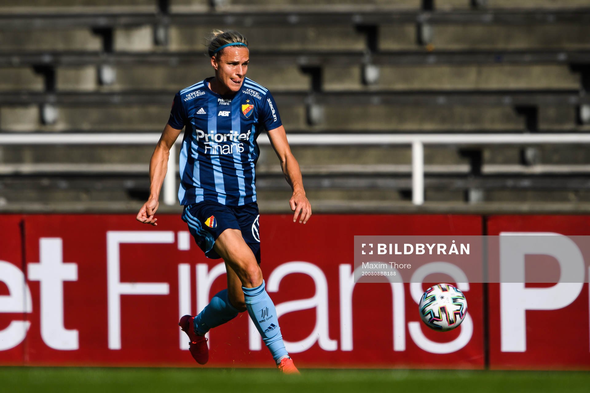 Djurgårdens Hannah Wilkinson  under fotbollsmatchen i Damallsvenskan mellan Djurgården och Örebro den 8 augusti 2020 i Stockholm.
