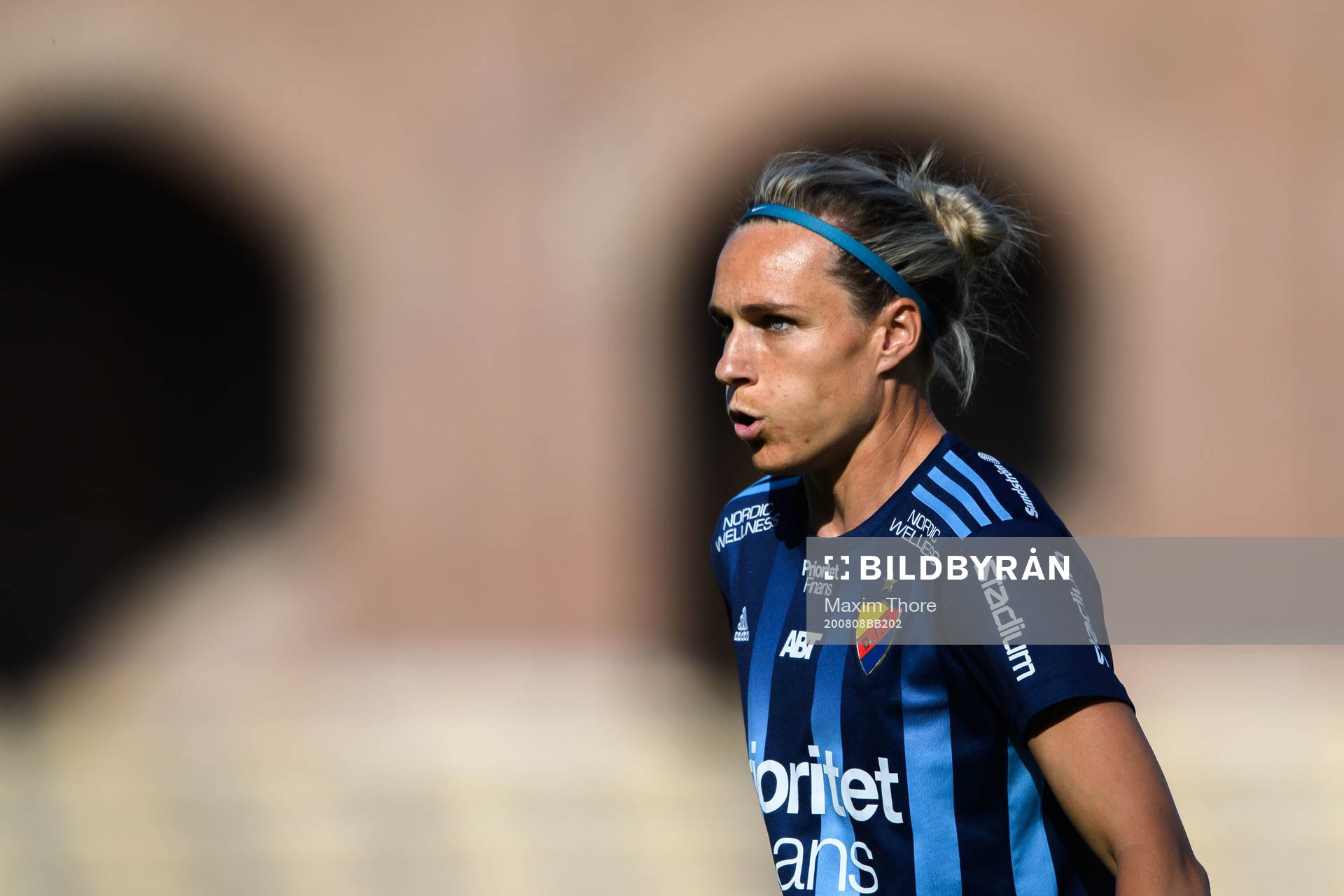 Djurgårdens Hannah Wilkinson under fotbollsmatchen i Damallsvenskan mellan Djurgården och Örebro den 8 augusti 2020 i Stockholm.