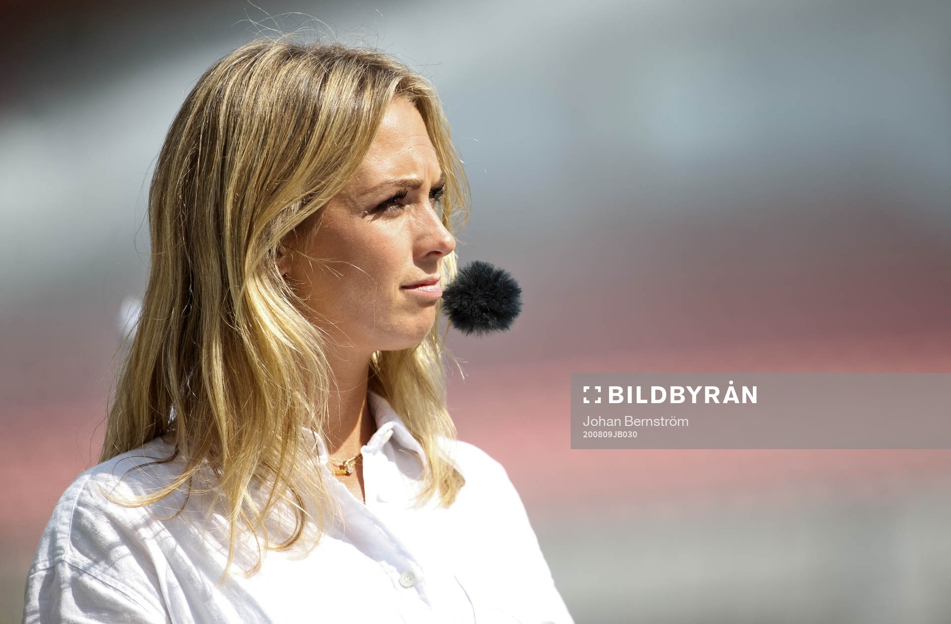 Discoverys Karin Frick under fotbollsmatchen i Allsvenskan mellan Örebro och IFK Göteborg den 9 augusti 2020 i Örebro.