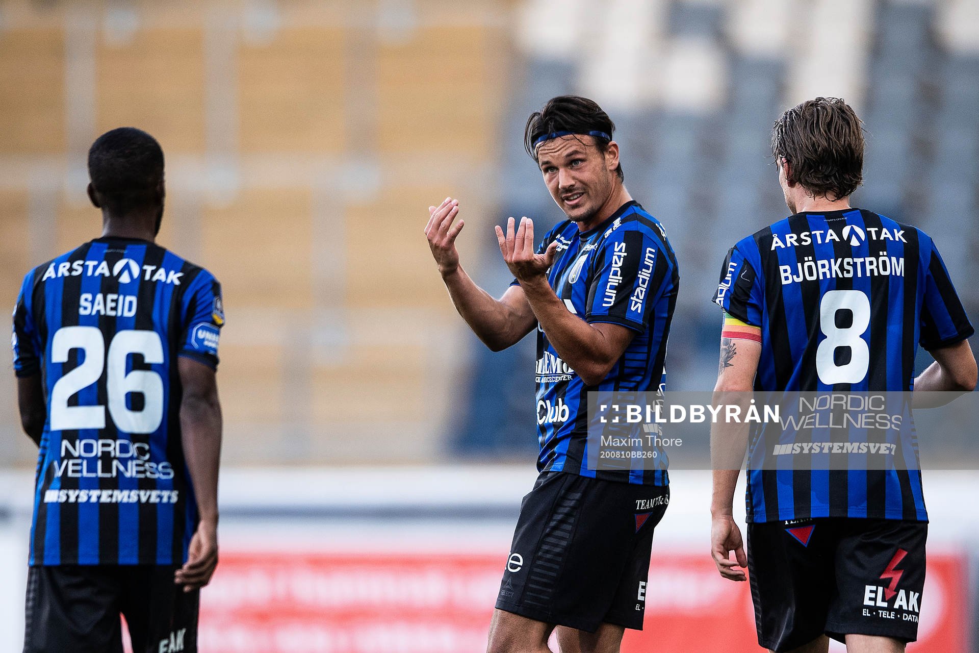 Sirius Stefano Vecchia jublar efter 2-1 under fotbollsmatchen i Allsvenskan mellan Sirius och Varberg den 10 augusti 2020 i Uppsala.