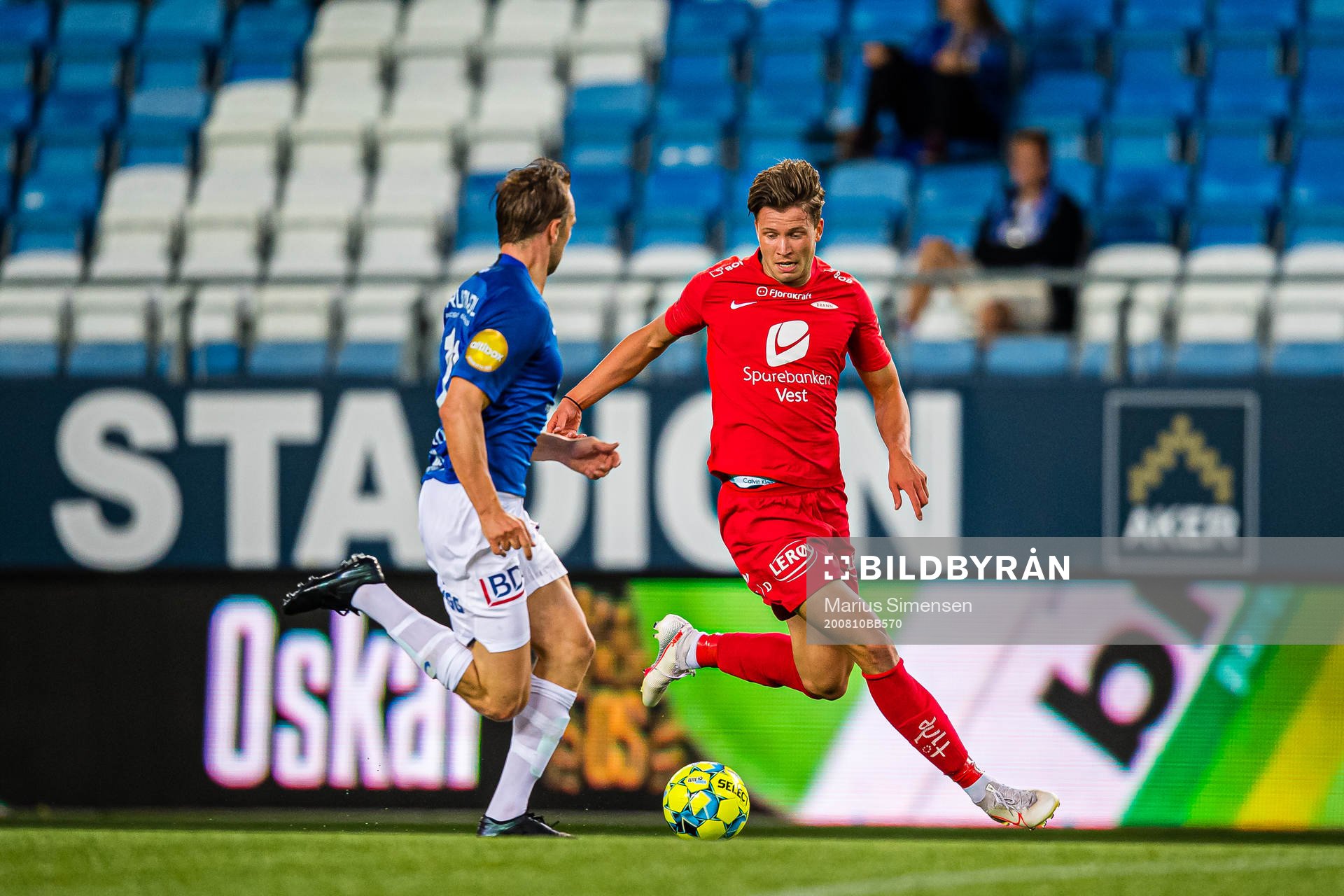 Erlend Hustad of Brann during the Eliteserien match between Molde and Brann on August 10, 2020 in Molde.