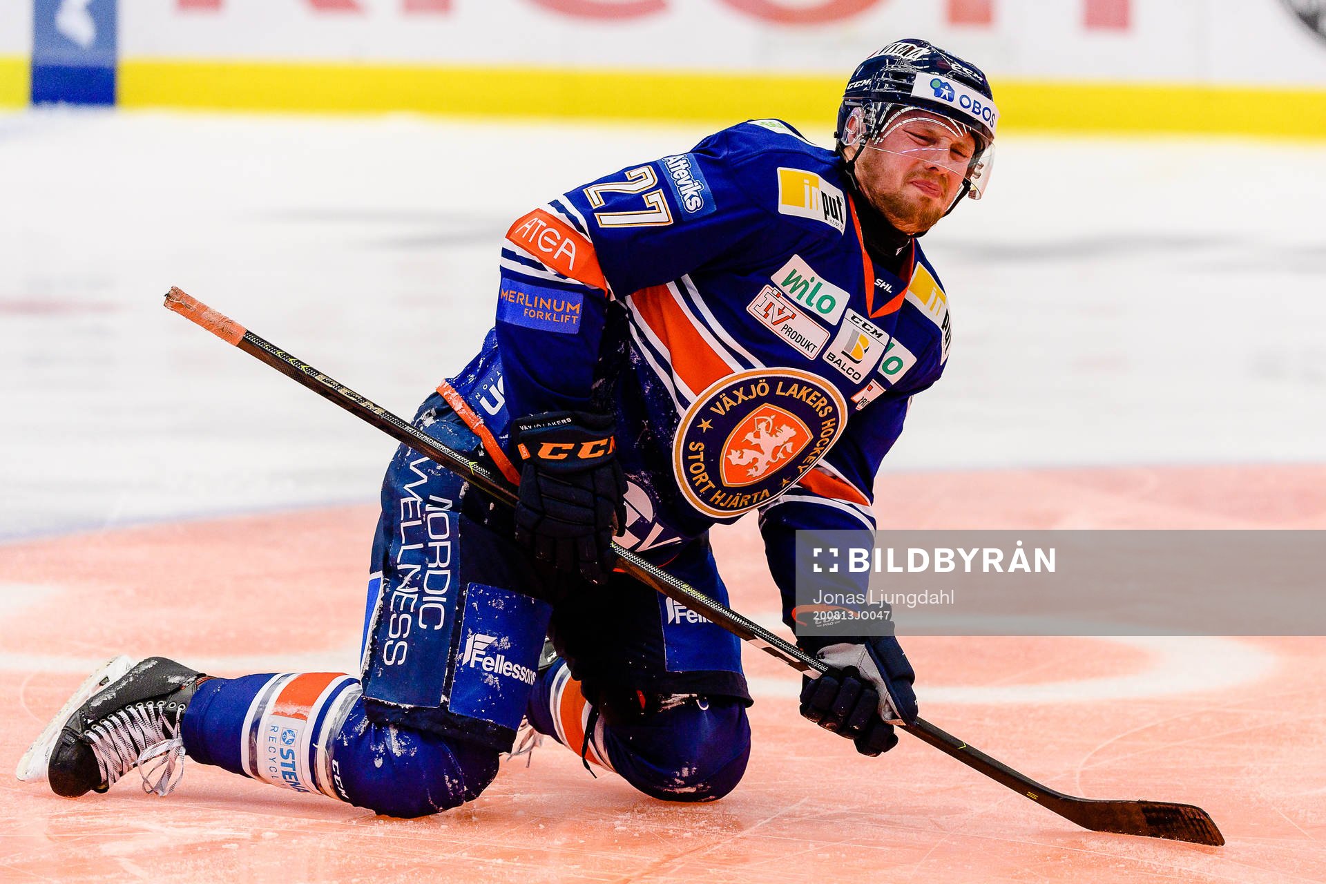 Växjös Martin Lundberg  grimaserar