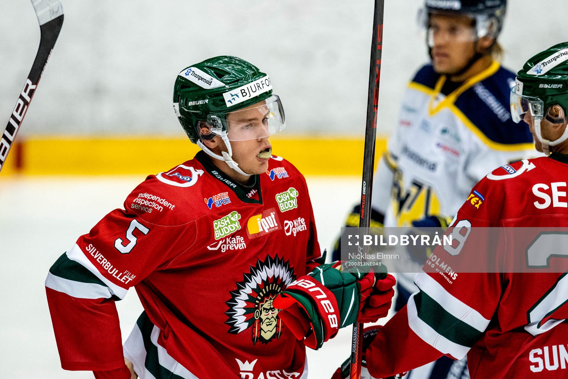 Frölundas Filip Johanssonunder träningsmatchen i ishockey