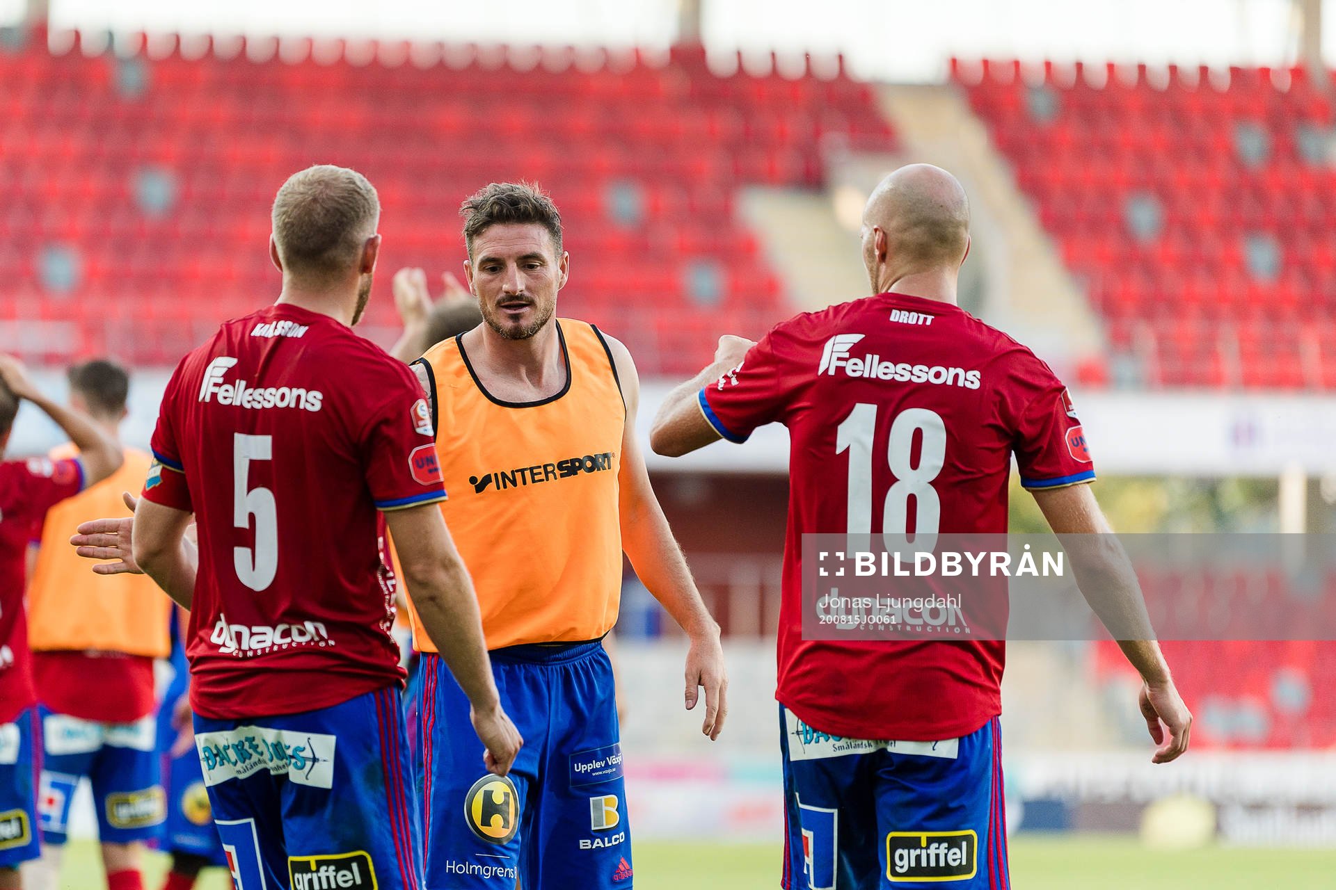 Östers James Keene jublar efter fotbollsmatchen i Superettan  mellan Öster och Brage den 15 augusti 2020 i Växjö.