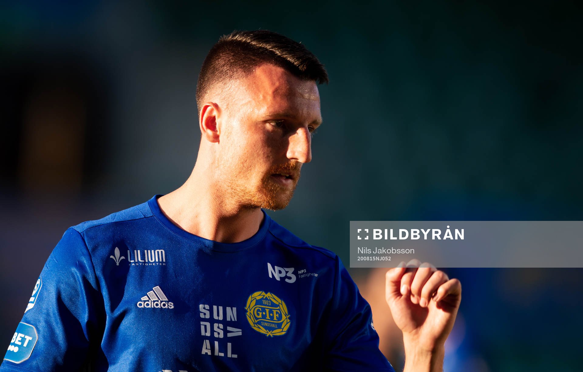 Sundsvalls Alexander Blomqvist under fotbollsmatchen i Superettan  mellan GIF Sundsvall och GAIS den 15 augusti 2020 i Sundsvall.
