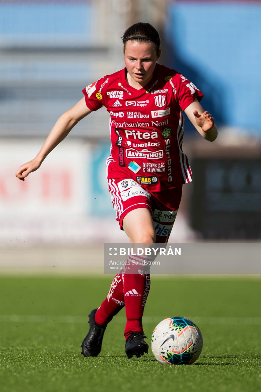 Piteås Cailin Michie under fotbollsmatchen i Damallsvenskan mellan Eskilstuna United och Piteå den 16 augusti 2020 i Eskilstuna.