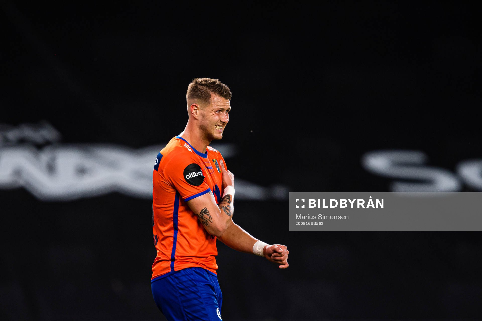Holmbert Aron Briem Fridjonsson of Aalesund in pain